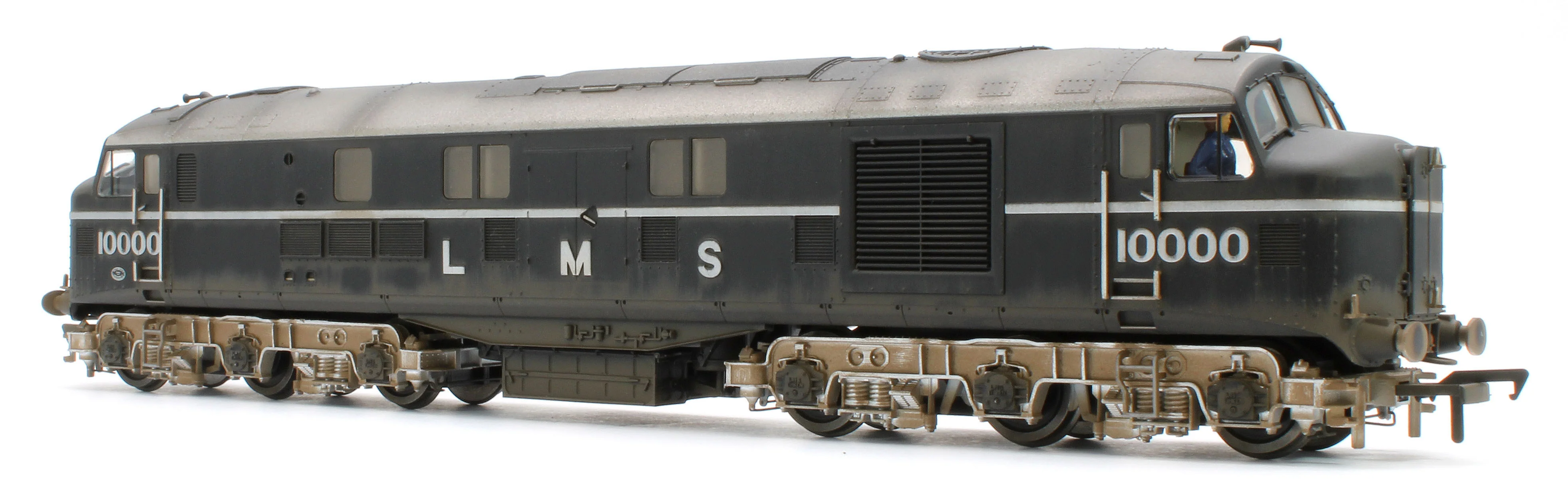 31-999ZW Bespoke Weathered LMS 10000 Black & Chrome With LMS Lettering Diesel Locomotive - Medium Weathered - Image 6