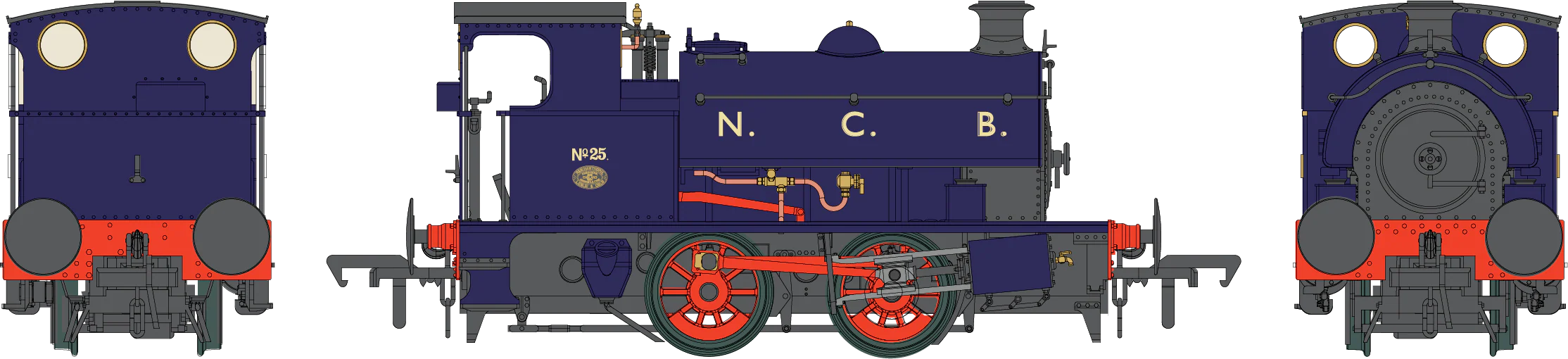 4S-024-014 Hawthorn Leslie 0-4-0ST Lined Dark Blue NCB No 25 Steam Tank Locomotive