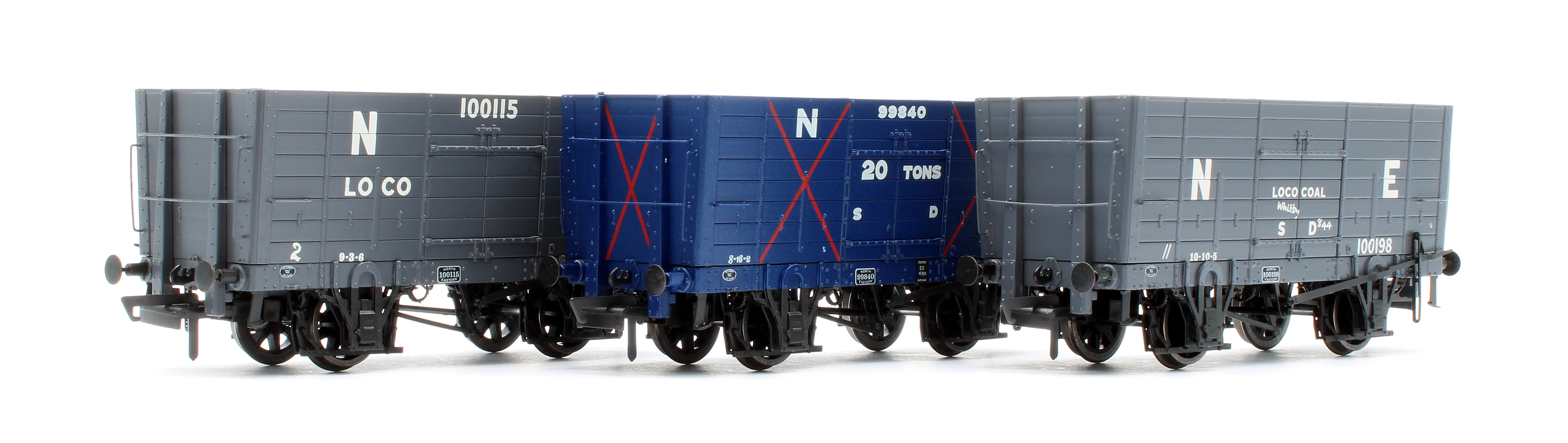 ACC2821 NER 20t Hopper - Mixed Q3 Hopper - Grouping transition period: 1910-22 NER Blue/1923-37 LNER Grey - Triple Pack