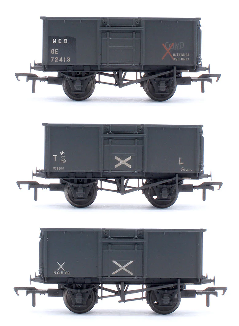 Pre-Owned Set Of 3 16T NCB BR Mineral Wagons Model Zone - Weathered