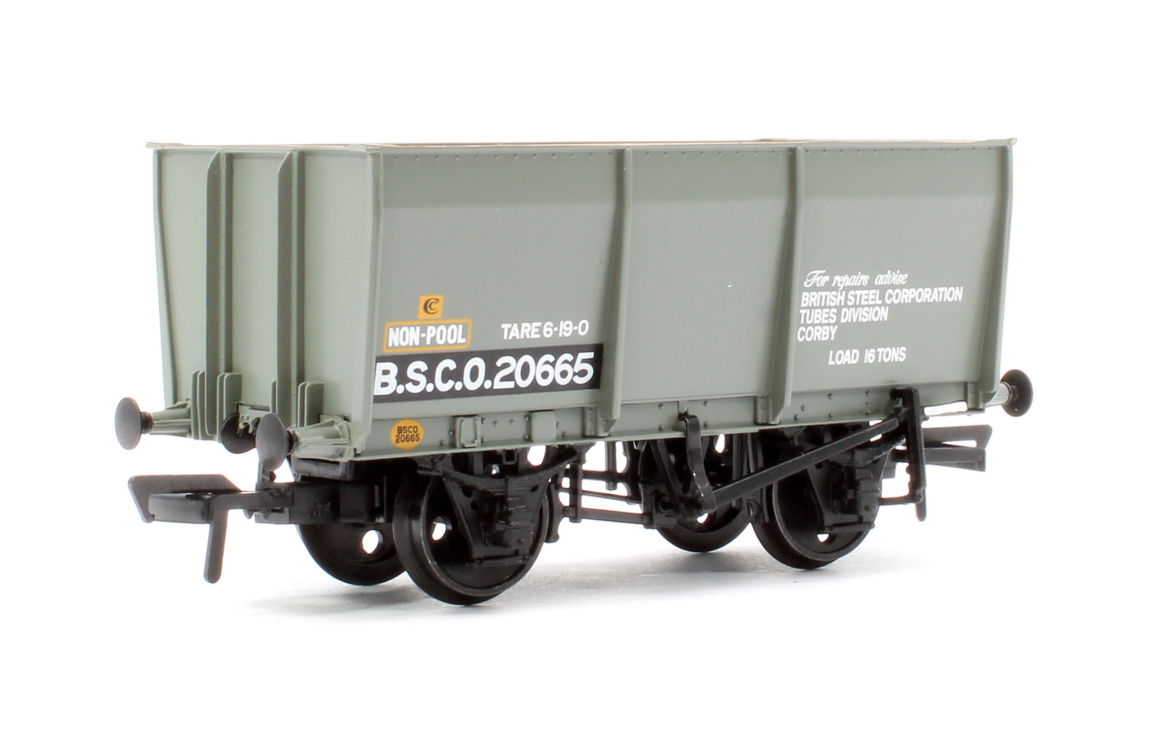 37-400B 16T Steel Slope-Sided Tippler Mineral Wagon BSC Grey B.S.C.O.20665 (with Load)