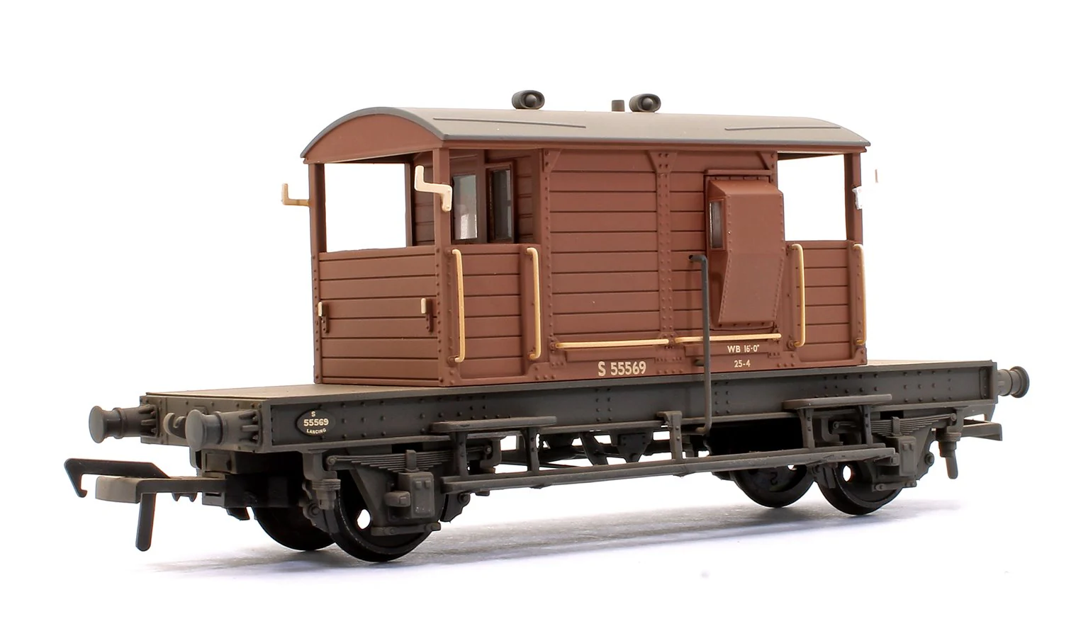 SR 25T 'Pill Box' Brake Van Right-Hand Duckets BR Bauxite (Early) 55569 - Weathered