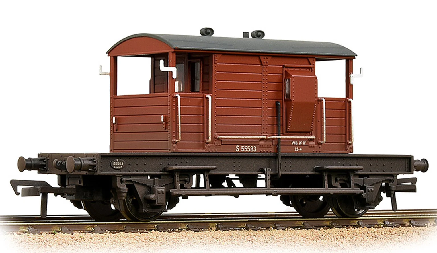 SR 25T 'Pill Box' Brake Van Right-Hand Duckets BR Bauxite (Early) 55569 - Weathered - Image 2