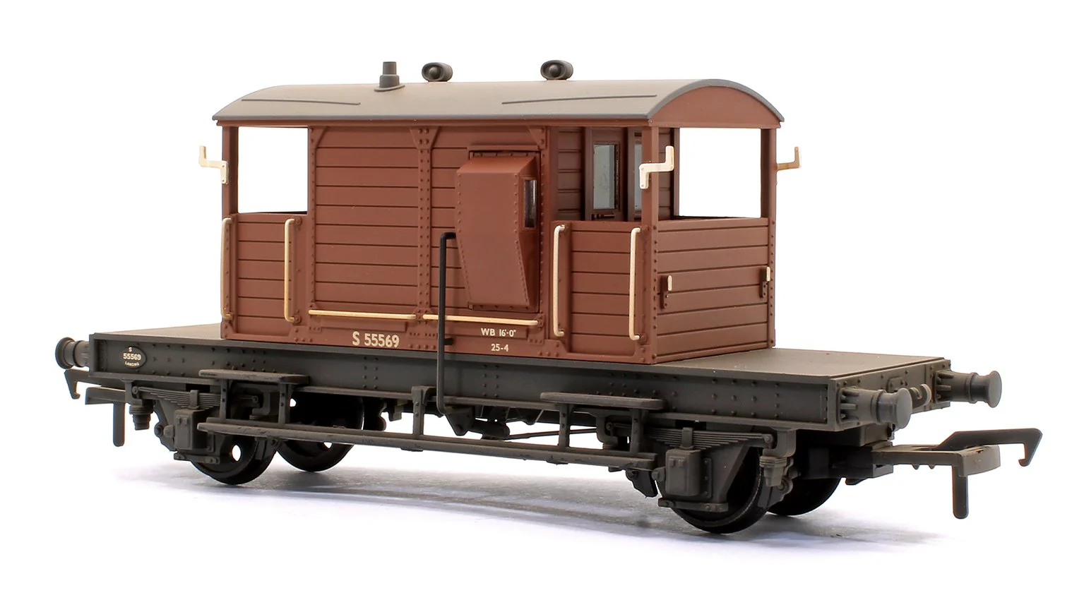 SR 25T 'Pill Box' Brake Van Right-Hand Duckets BR Bauxite (Early) 55569 - Weathered - Image 3