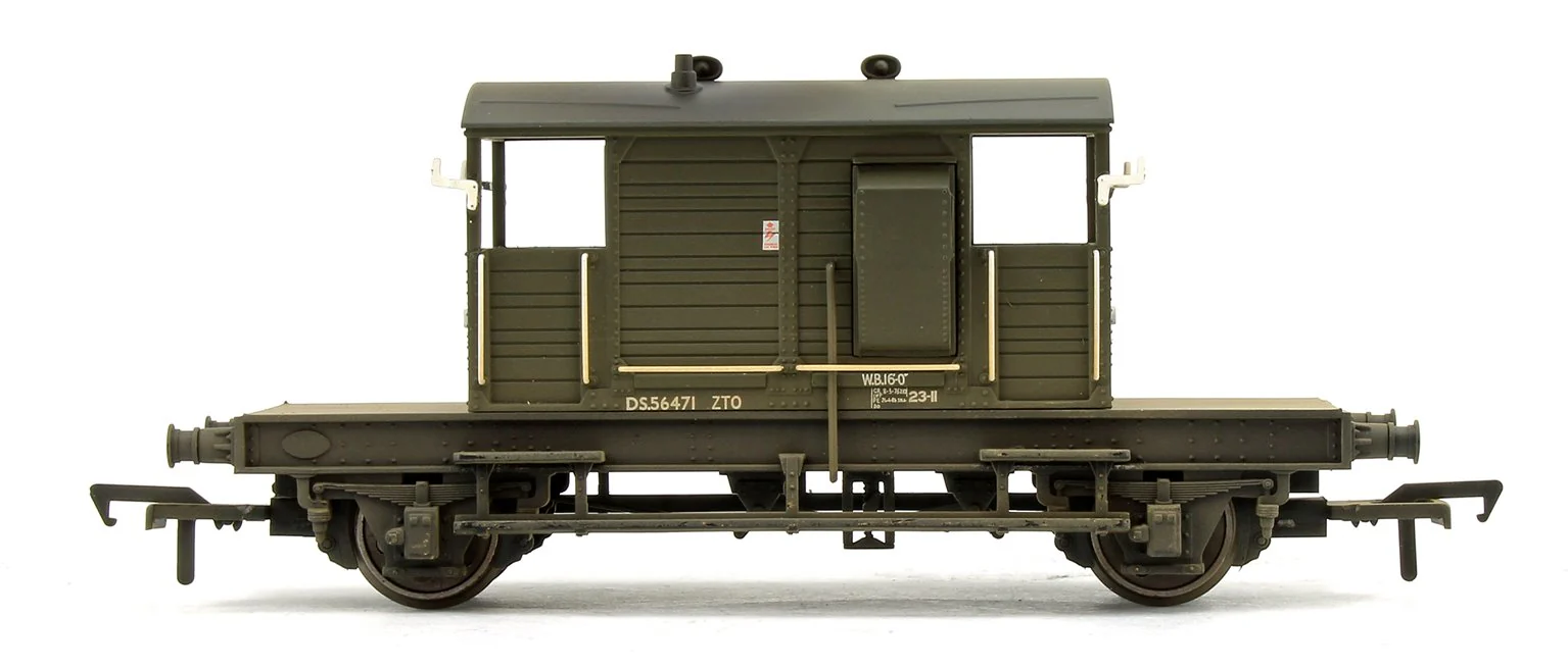 SR 25 Ton Pill Box Brake Van BR Departmental Olive Green No.56471 - Weathered - Image 3