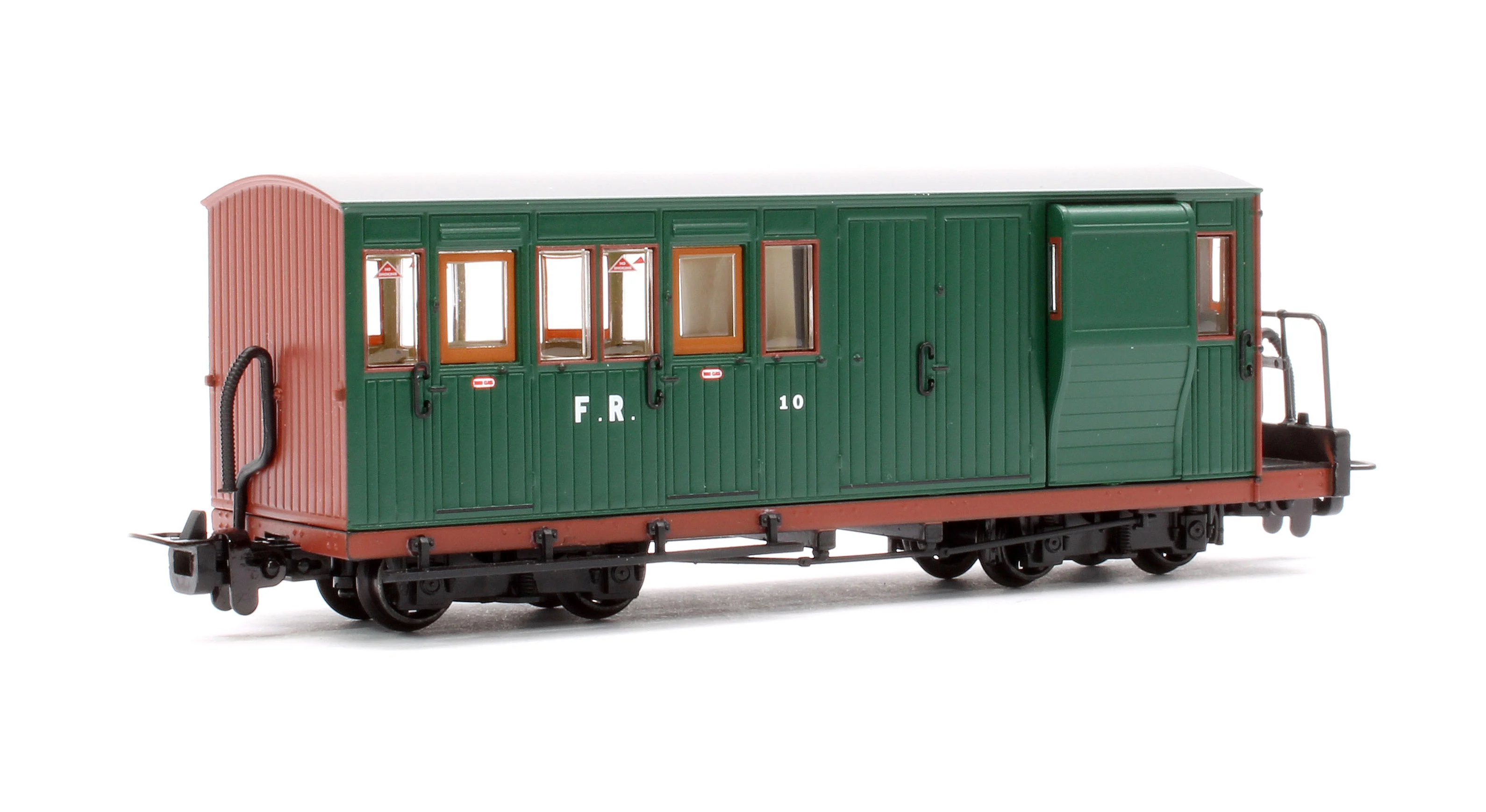 394-080 Ffestiniog Railway Brake Third No. 10 FR Green with Red Ends - Image 3