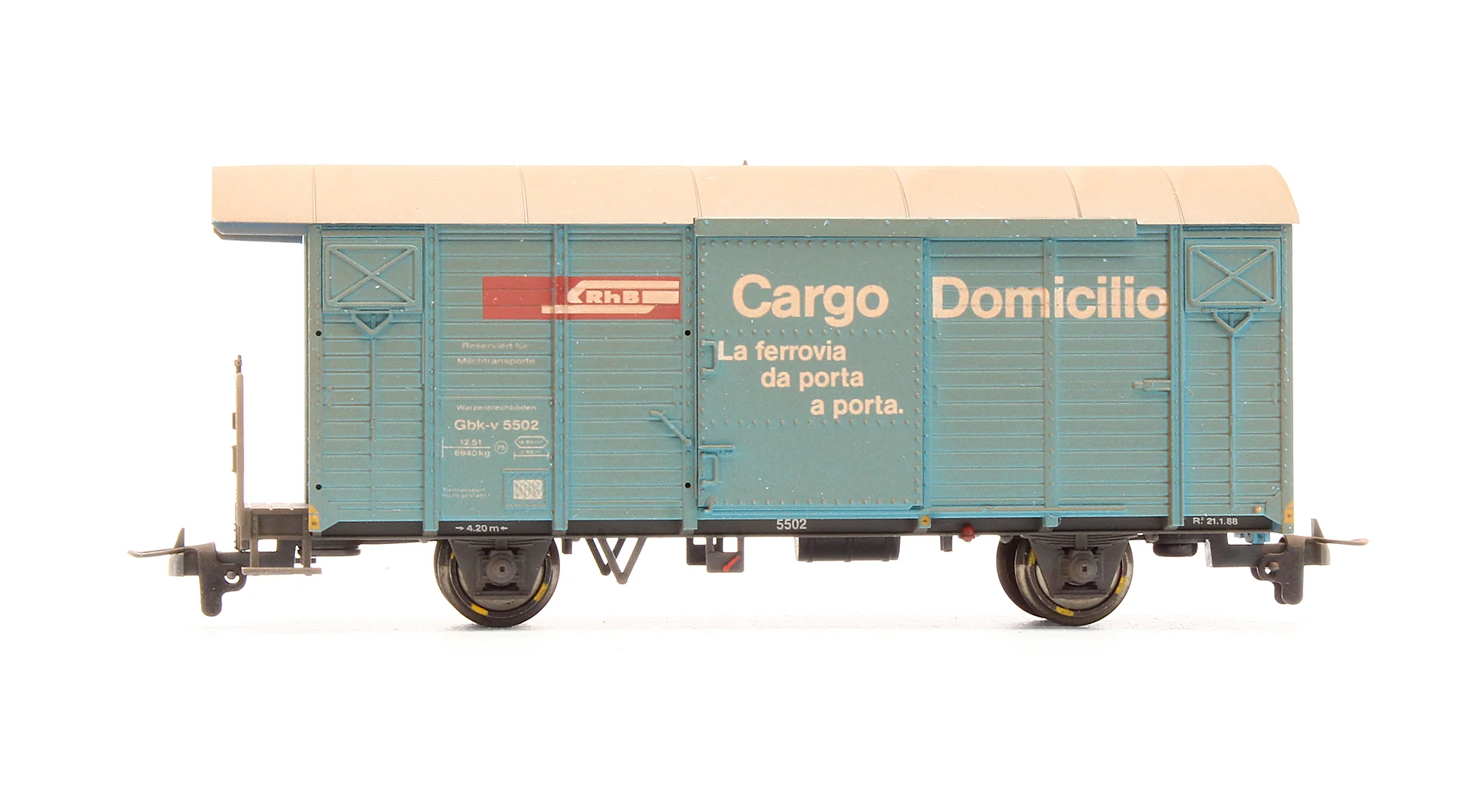 Pre-Owned 2282 172 RhB Gbk-v 5502 Cargo Domicilio Freight Van - Weathered - Image 3