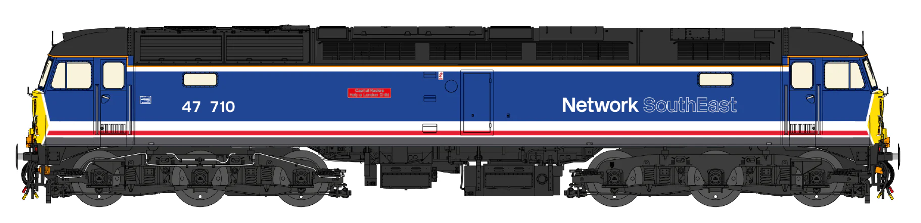 Highly Detailed Premium Weathered Class 47 Revised Network SouthEast No.47710 Diesel Locomotive - Image 3