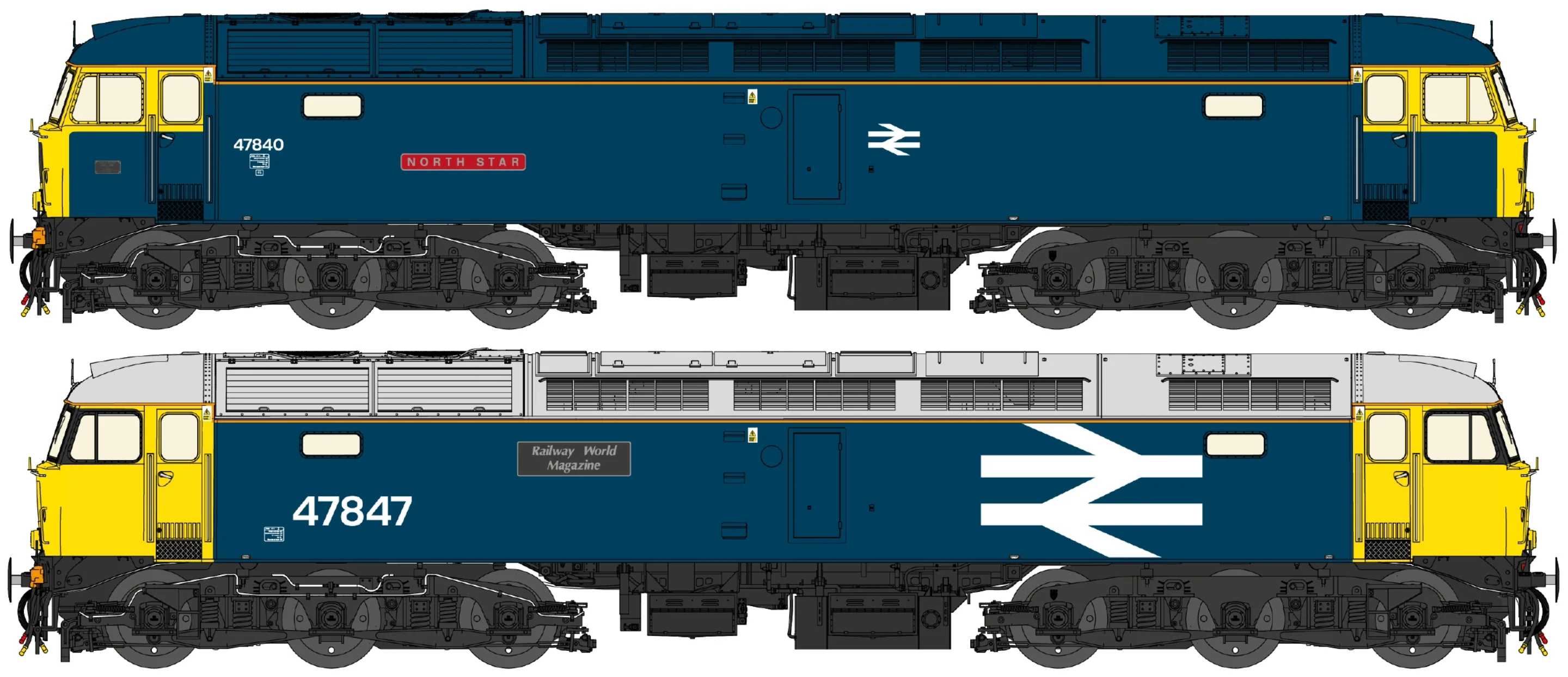 Class 47 BR Blue/Large Logo Cross Country Farewell No.47840/847 Diesel Locomotive Twin Pack