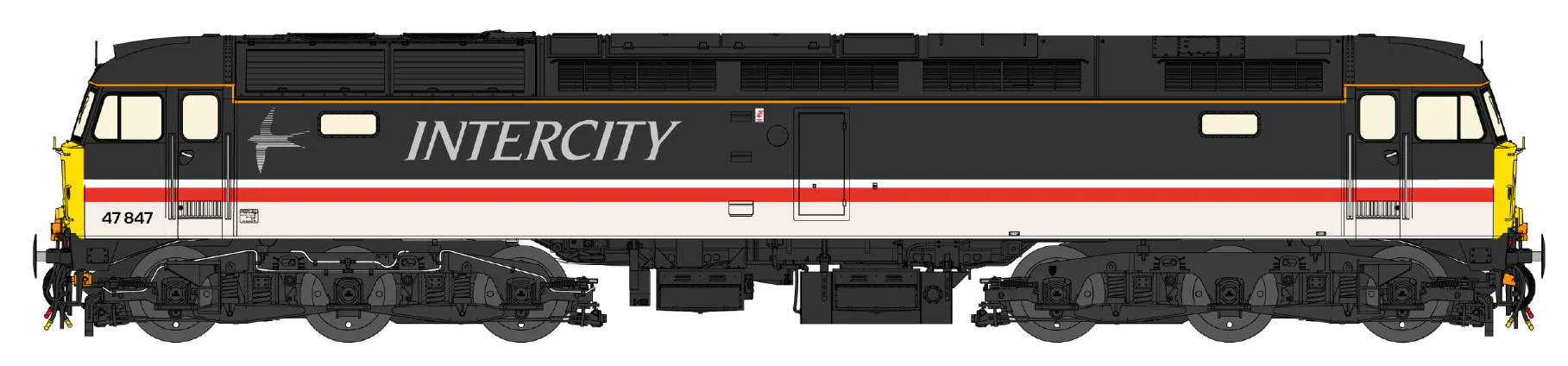 Highly Detailed Premium Weathered Class 47 Intercity Swallow No.47847 Diesel Locomotive - DCC Sound