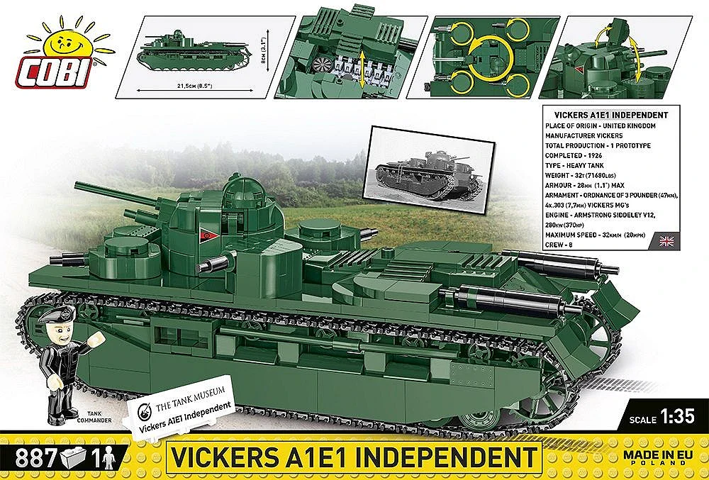 Vickers A1E1 Independent Great War (886 pcs) Model Kit - Image 3