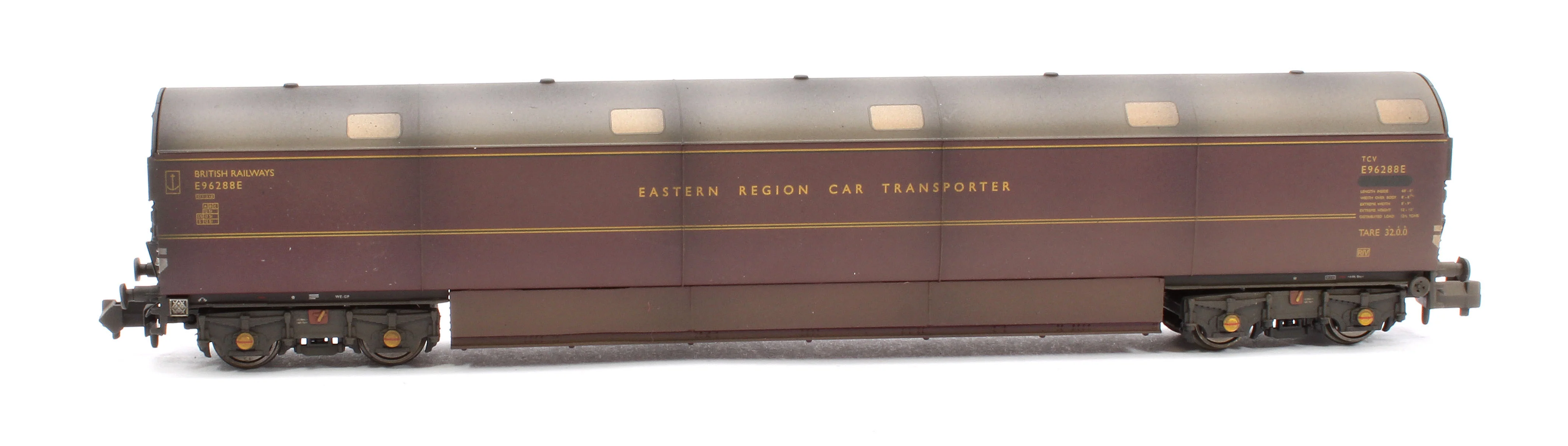 Custom Weathered Newton Chambers Car Transporter Eastern Region BR Lined Maroon E96288/289/290E - Pack 1 - Image 7