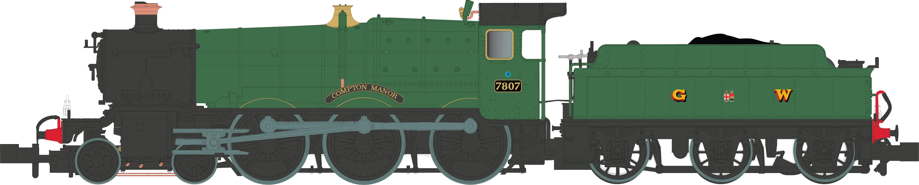 2S-001-007D 4-6-0 Compton Manor 7807 Green G Crest W Steam Locomotive - DCC Fitted - Image 2