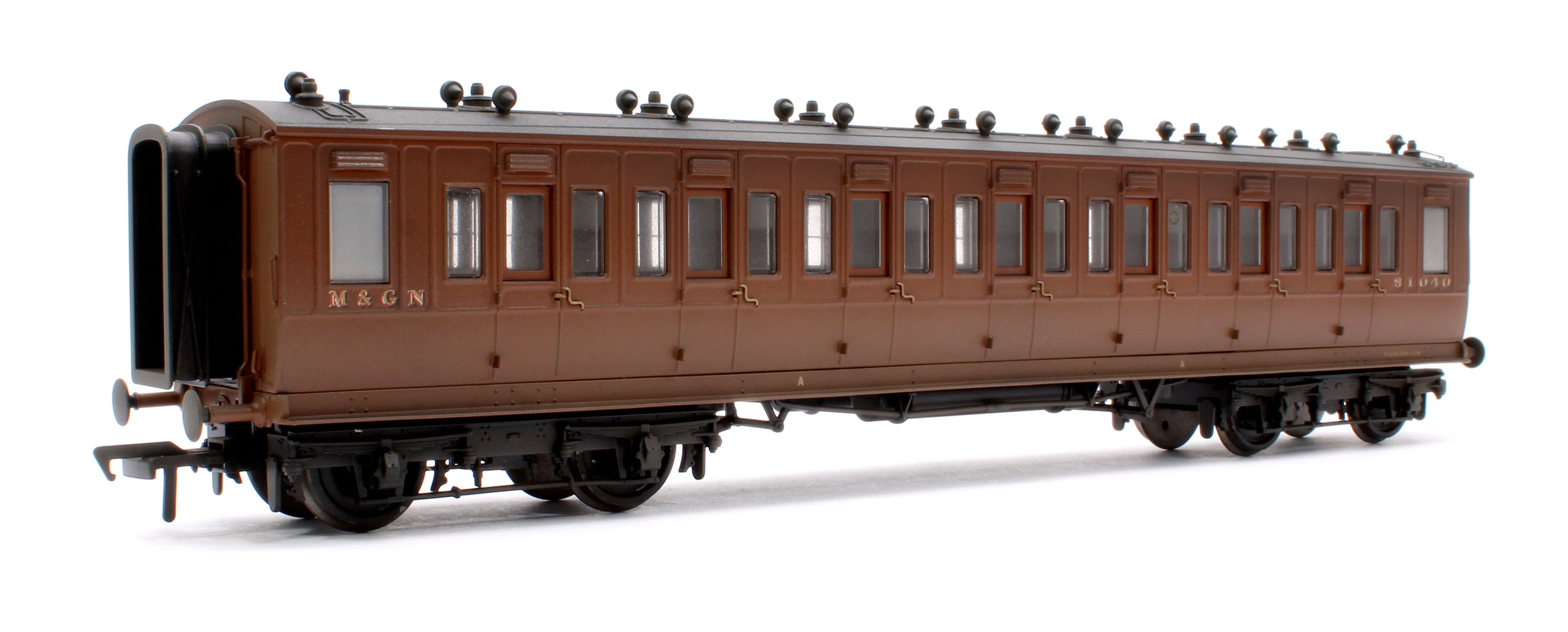 Custom Weathered LNWR 50ft Arc Roof Third Corridor M&GN Brown No.81040