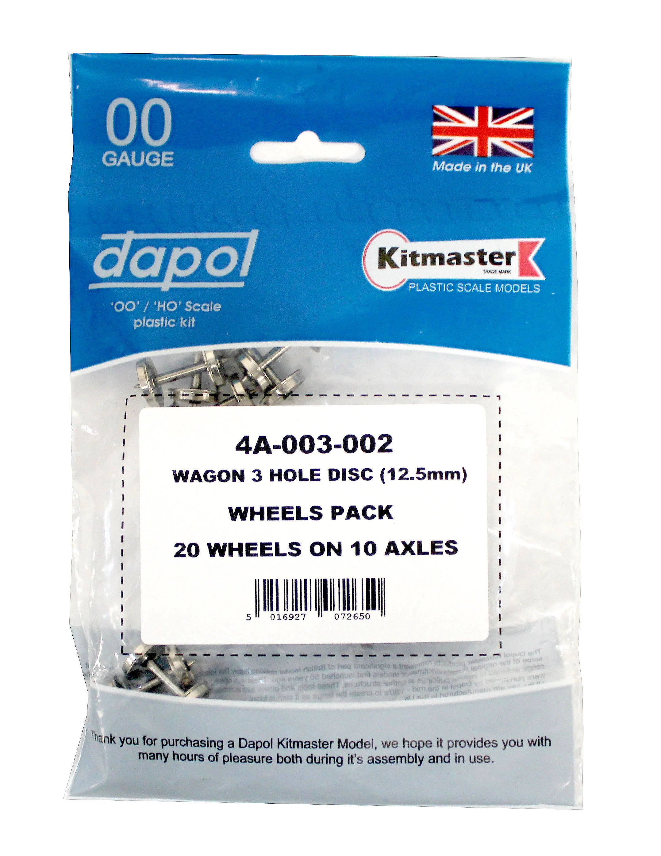 Wagon 3 hole Disc (12.5mm) Wheels Pack 20 wheels on 10 axles