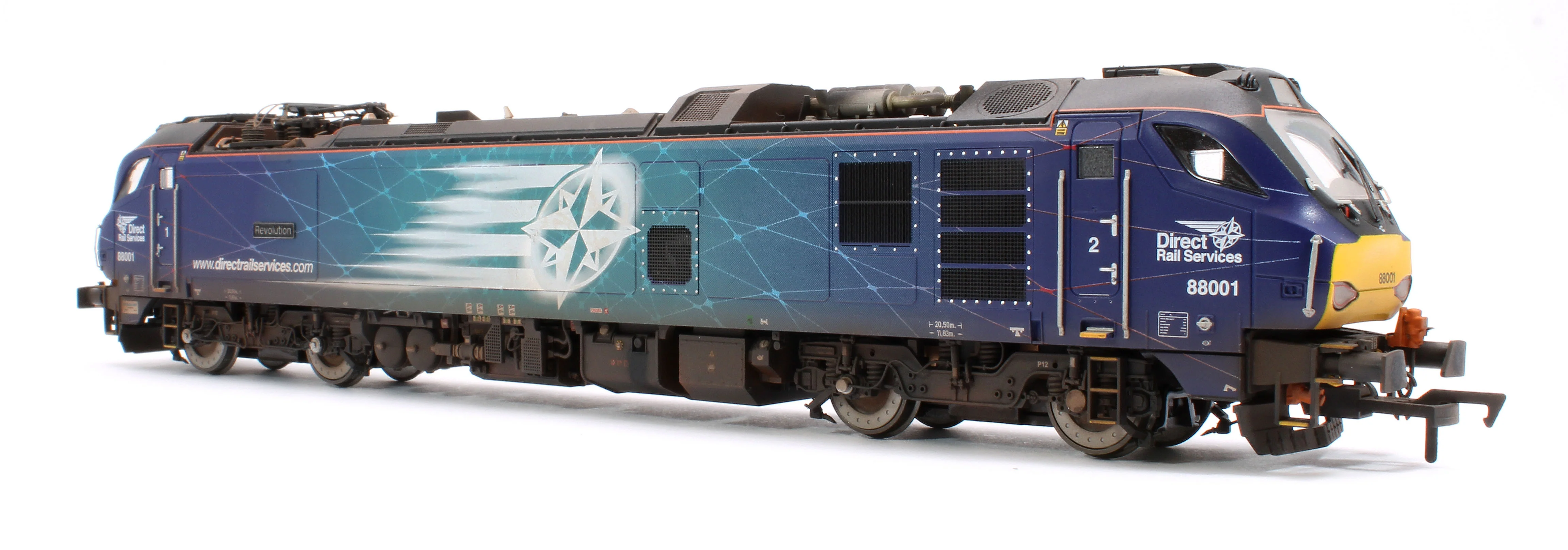 Highly Detailed Premium Weathered Class 88 'Revolution' 88001 DRS Electro-Diesel Locomotive (DCC Sound & Working Pantograph) - Image 2