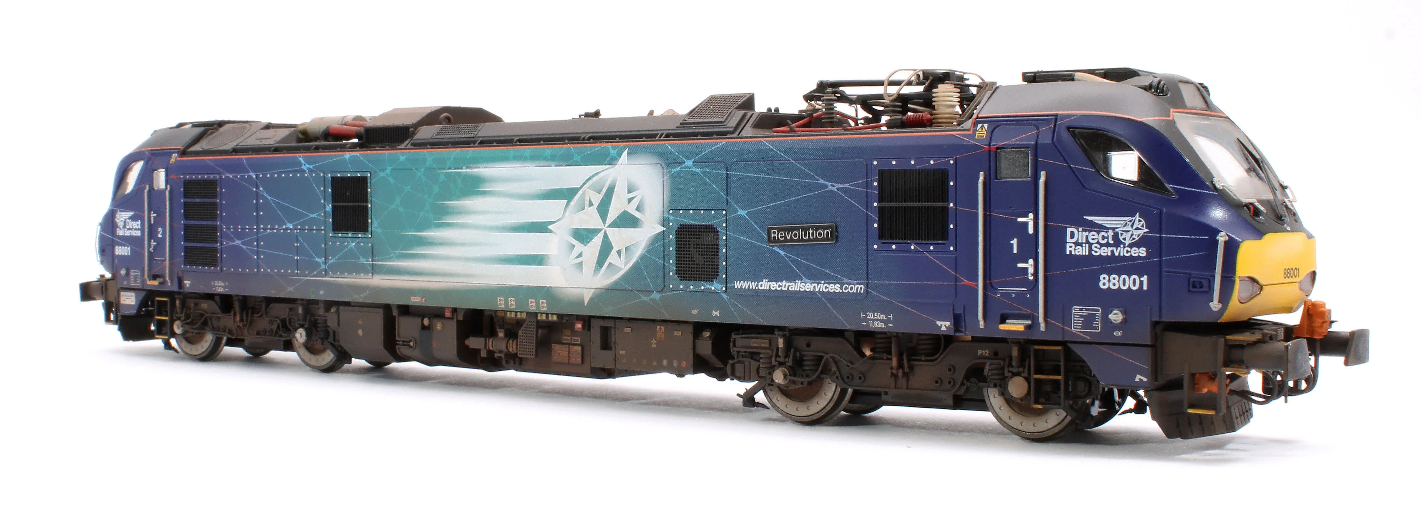 Highly Detailed Premium Weathered Class 88 'Revolution' 88001 DRS Electro-Diesel Locomotive (DCC Sound & Working Pantograph) - Image 4