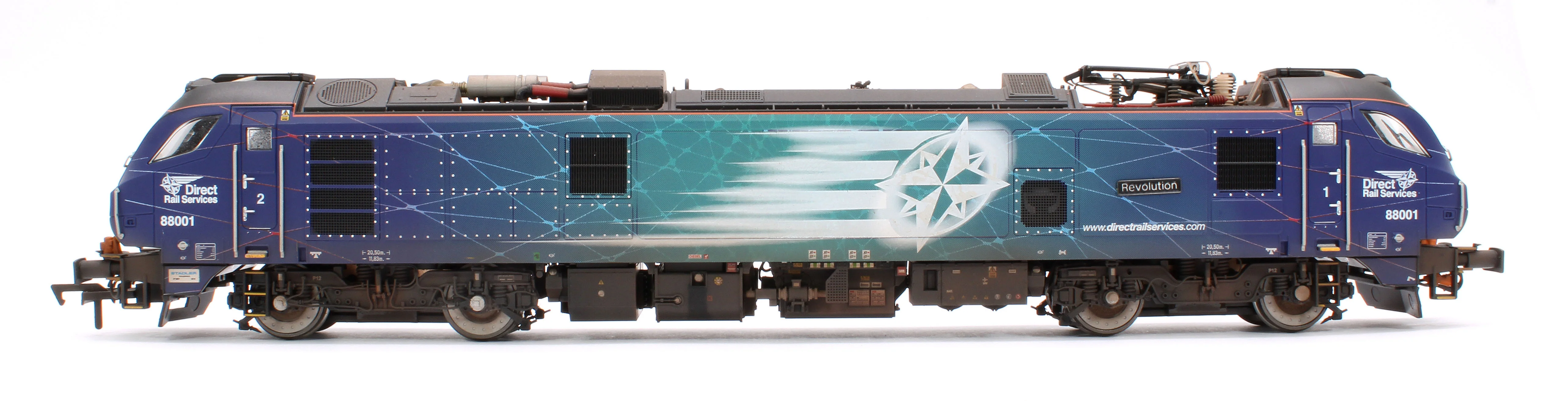 Highly Detailed Premium Weathered Class 88 'Revolution' 88001 DRS Electro-Diesel Locomotive (DCC Sound & Working Pantograph) - Image 5
