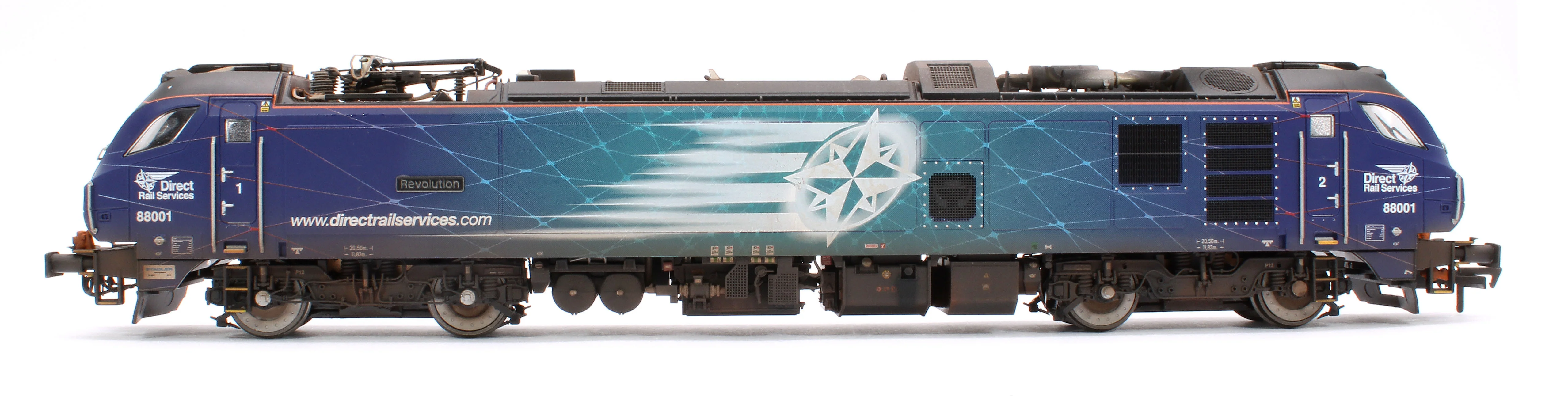 Highly Detailed Premium Weathered Class 88 'Revolution' 88001 DRS Electro-Diesel Locomotive (DCC Sound & Working Pantograph) - Image 6