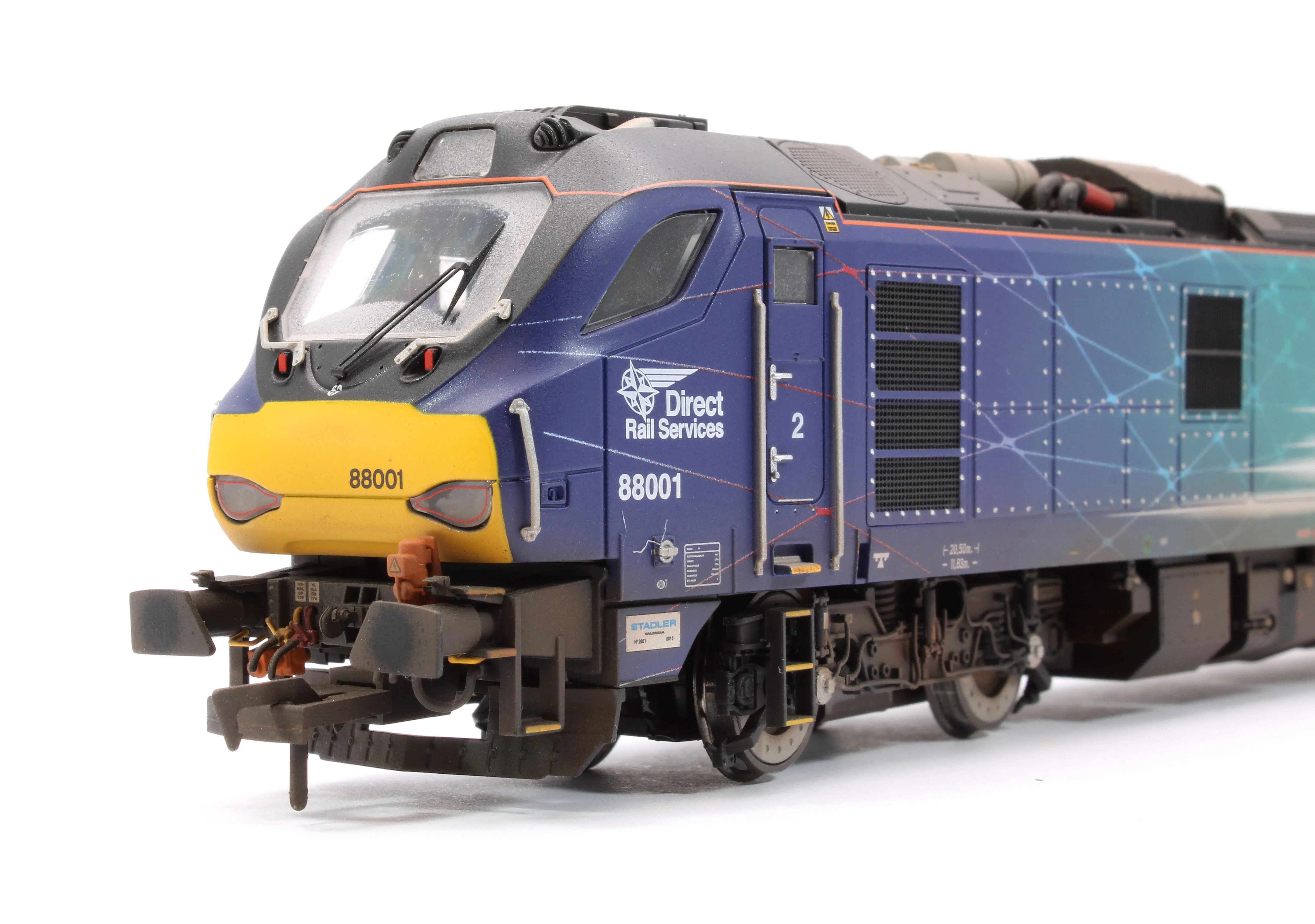 Highly Detailed Premium Weathered Class 88 'Revolution' 88001 DRS Electro-Diesel Locomotive (DCC Sound & Working Pantograph) - Image 9