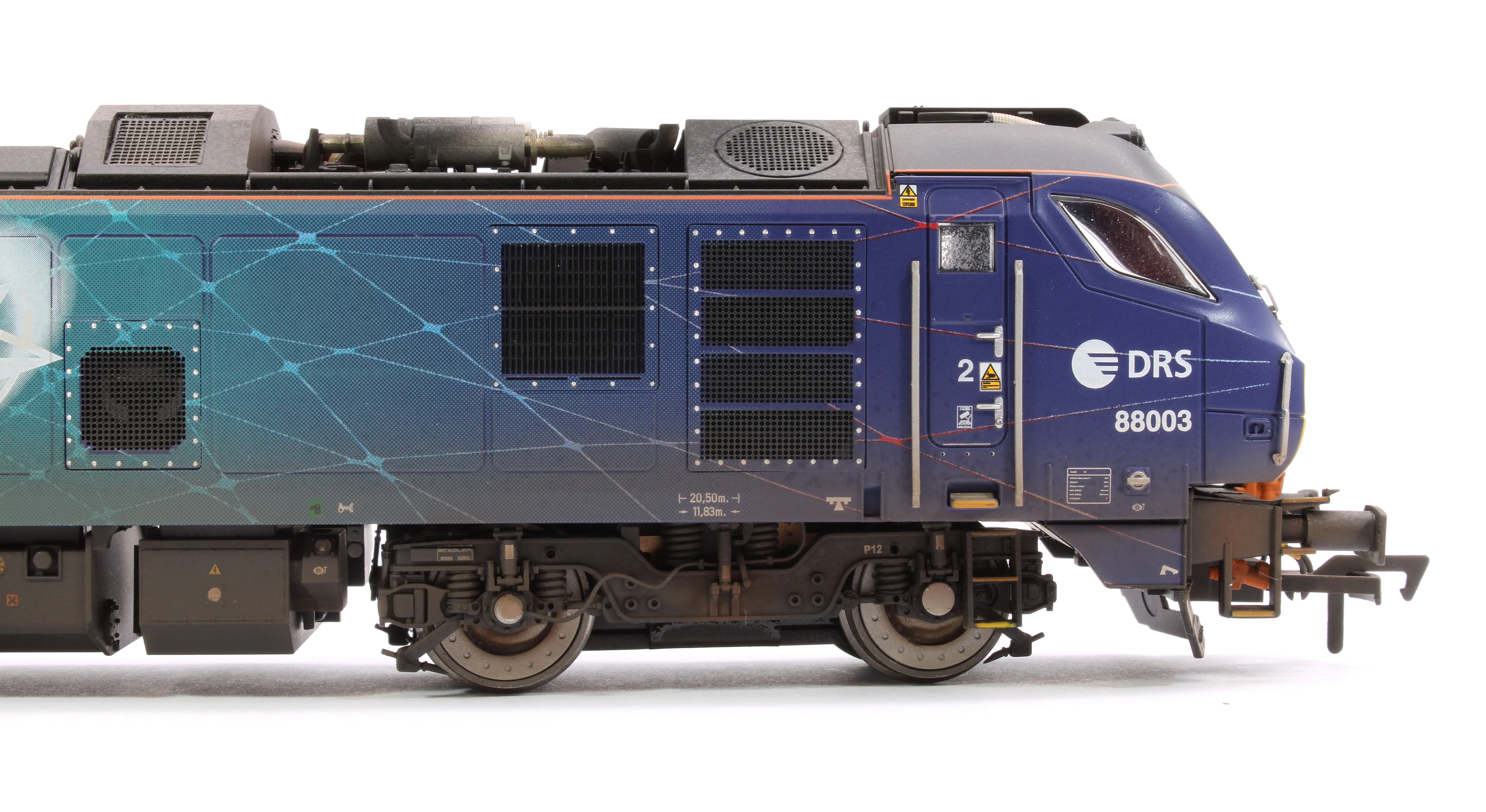 Highly Detailed Premium Weathered Class 88 'Genesis' 88003 DRS Electro-Diesel Locomotive (DCC Sound & Working Pantograph) - Image 8