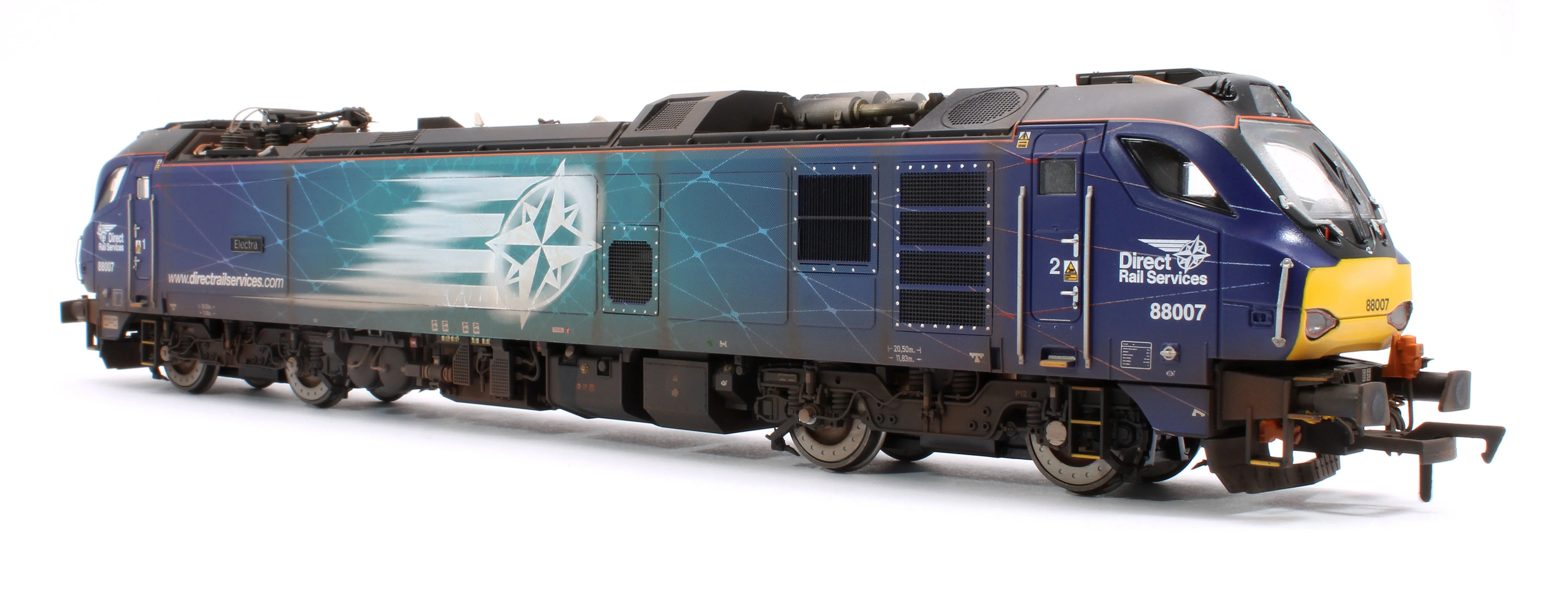 Highly Detailed Premium Weathered Class 88 'Electra' 88007 DRS Electro-Diesel Locomotive (DCC Sound & Working Pantograph) - Image 2