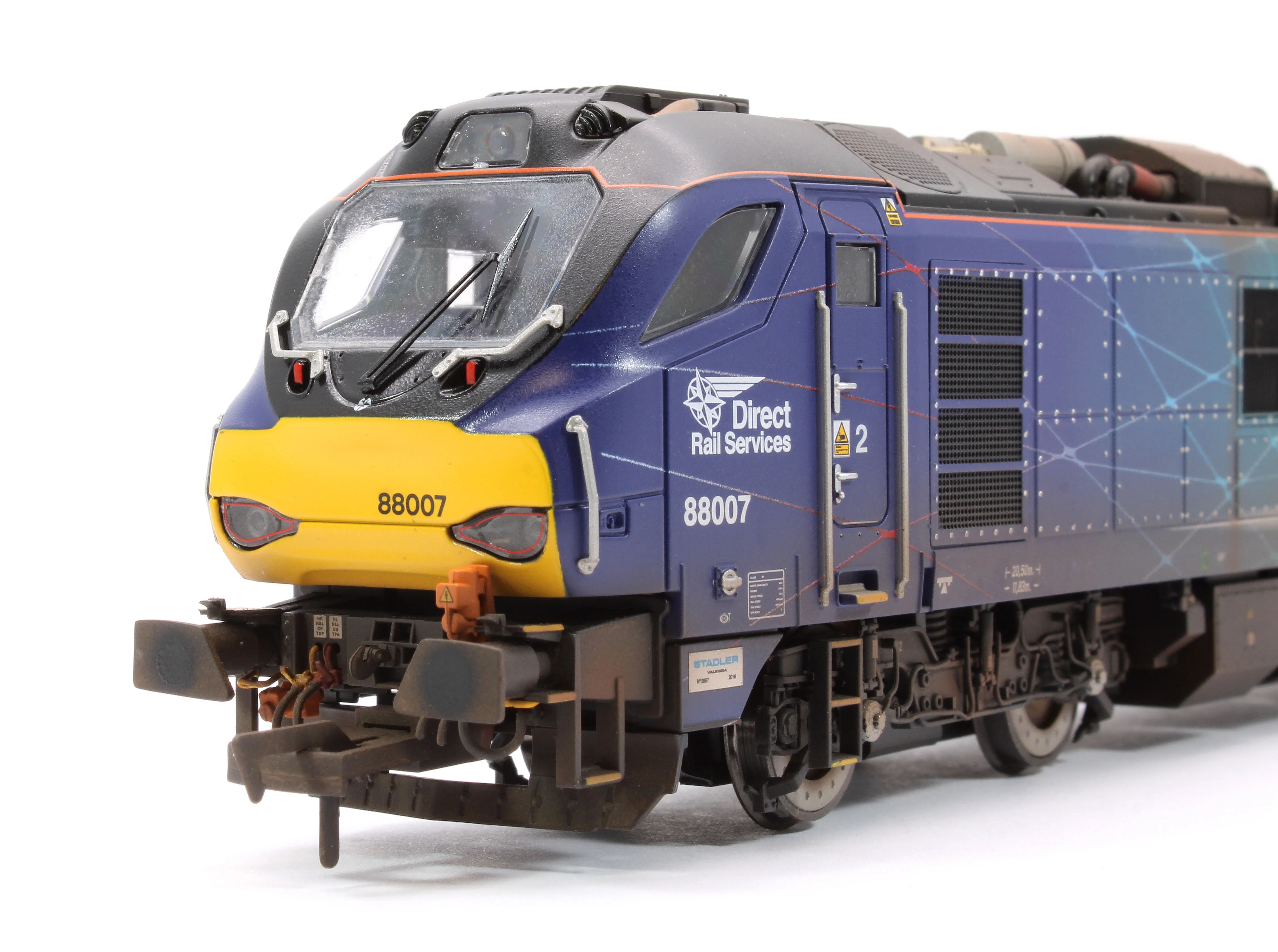 Highly Detailed Premium Weathered Class 88 'Electra' 88007 DRS Electro-Diesel Locomotive (DCC Sound & Working Pantograph) - Image 9