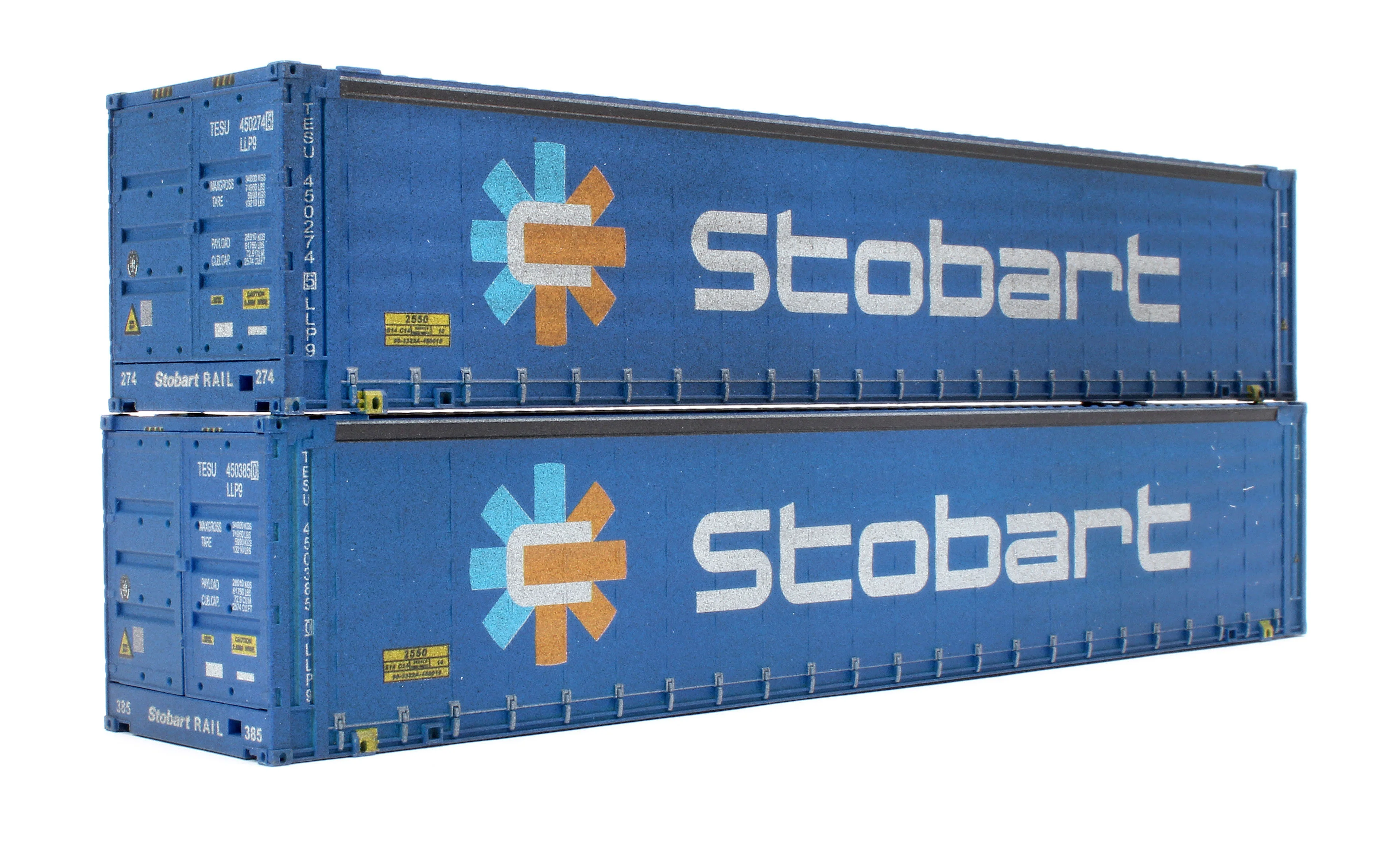 45 FT Curtain Side Container Stobart Twin Pack - Weathered - Image 3