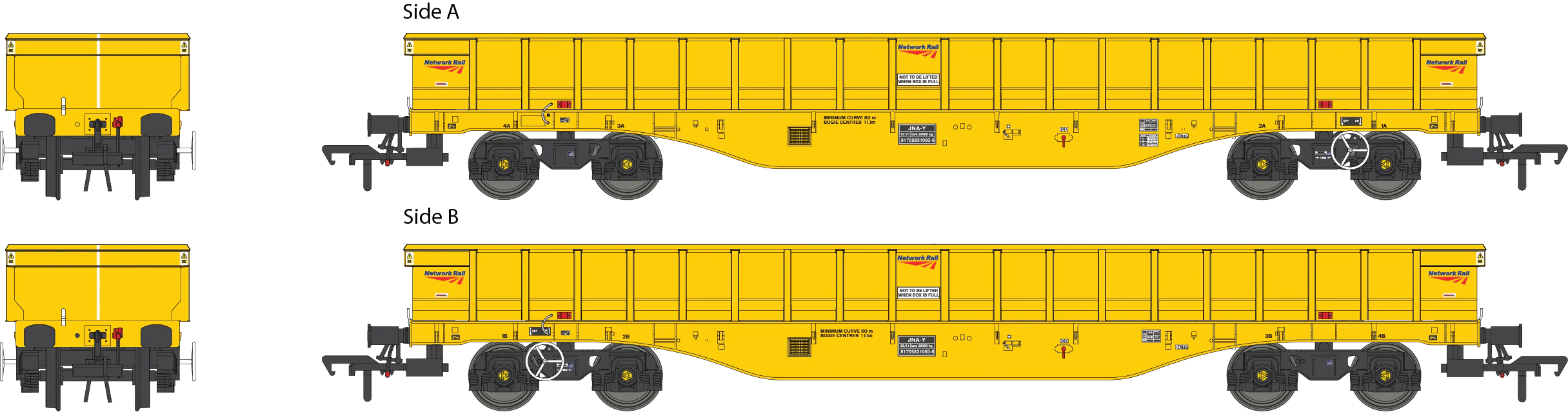JNA-Y 'Hawk' Inner Wagon Network Rail Yellow 81705831093-6