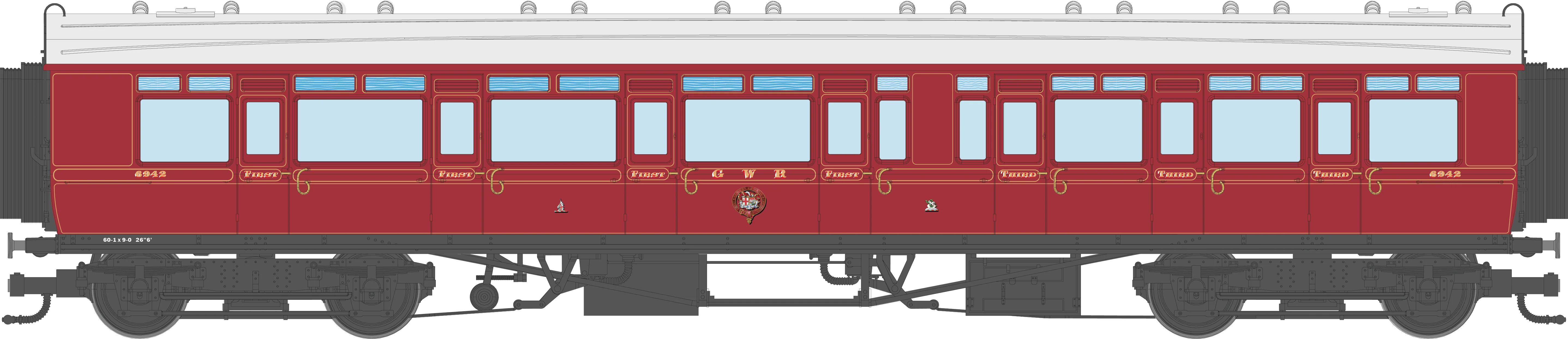 4P-021-002 GWR Corridor Toplight 1914 Lined  Crimson Lake Composite LH 6942