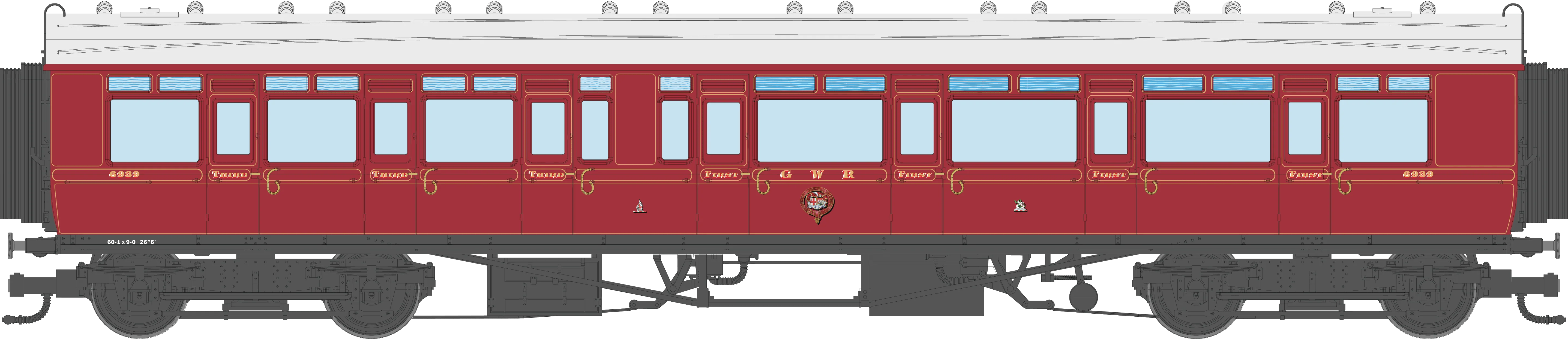 4P-021-003 GWR Corridor Toplight 1914 Lined Crimson Lake Composite RH 6939
