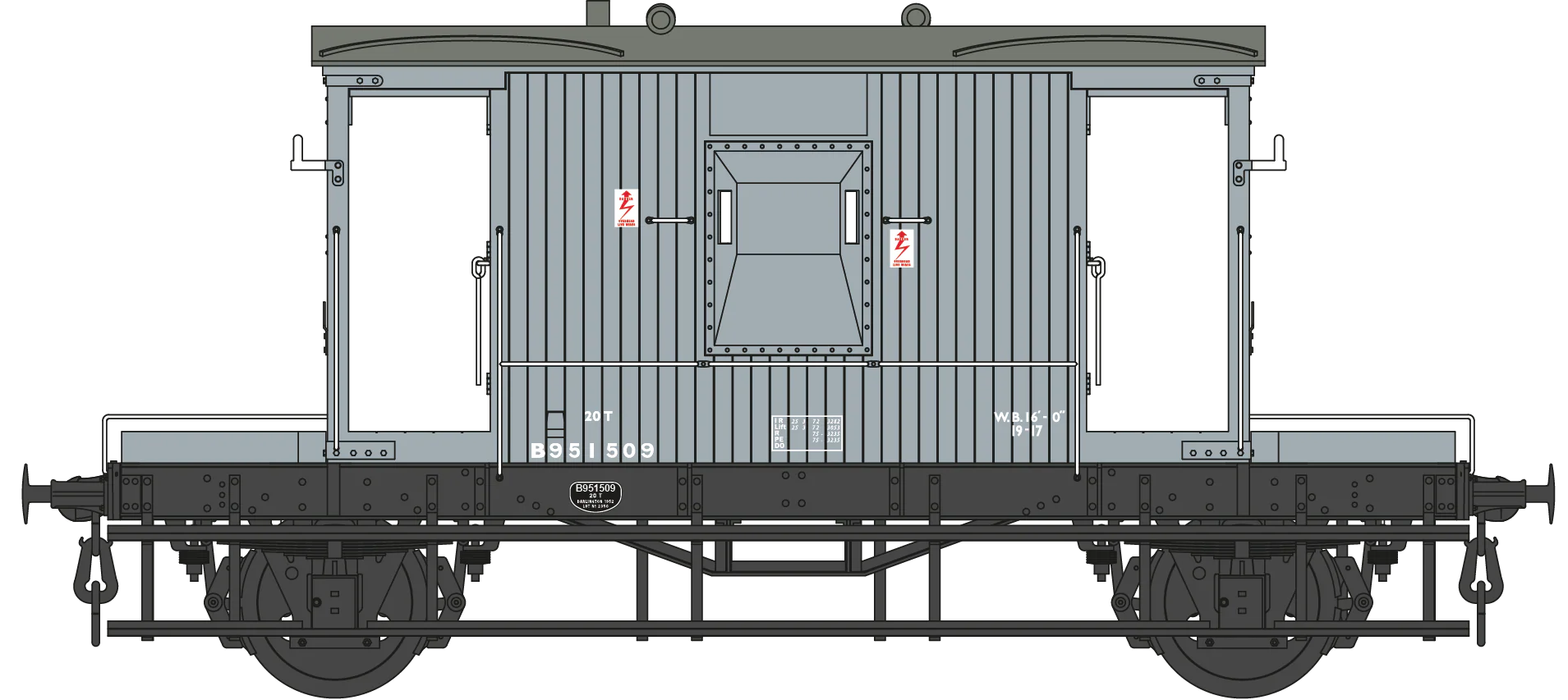 BR 20T Brake Van Diagram 1/506 B951509 BR Grey