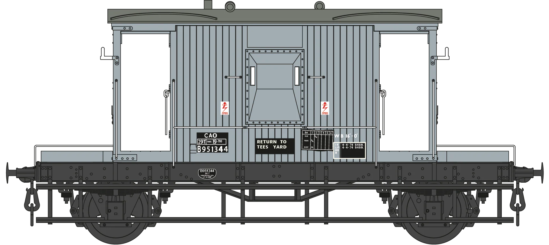 BR 20T Brake Van Diagram 1/504 B951344 BR Grey CAO