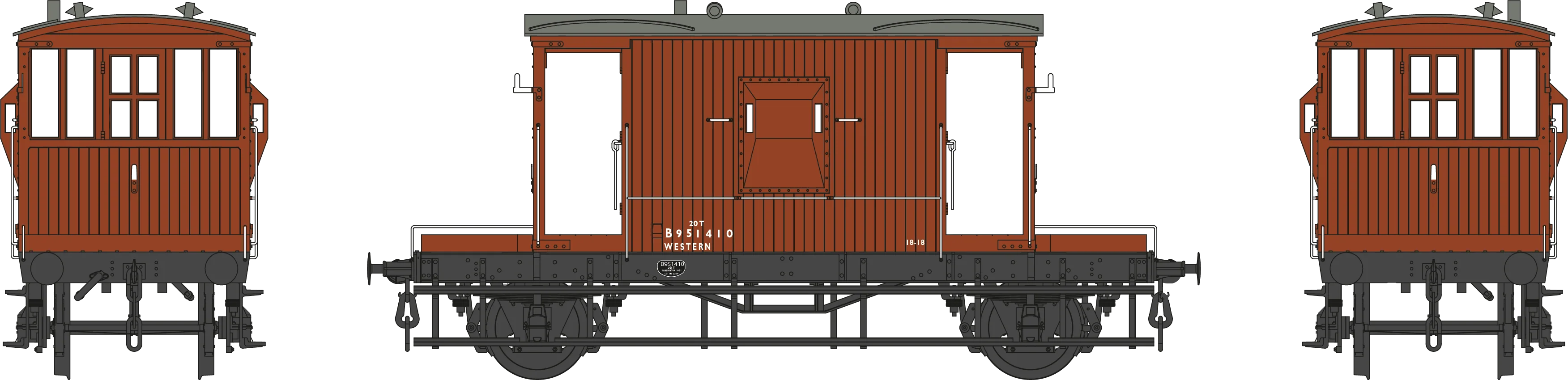 BR 20T Brake Van Diagram 1/506 B951410 BR Bauxite - Image 2