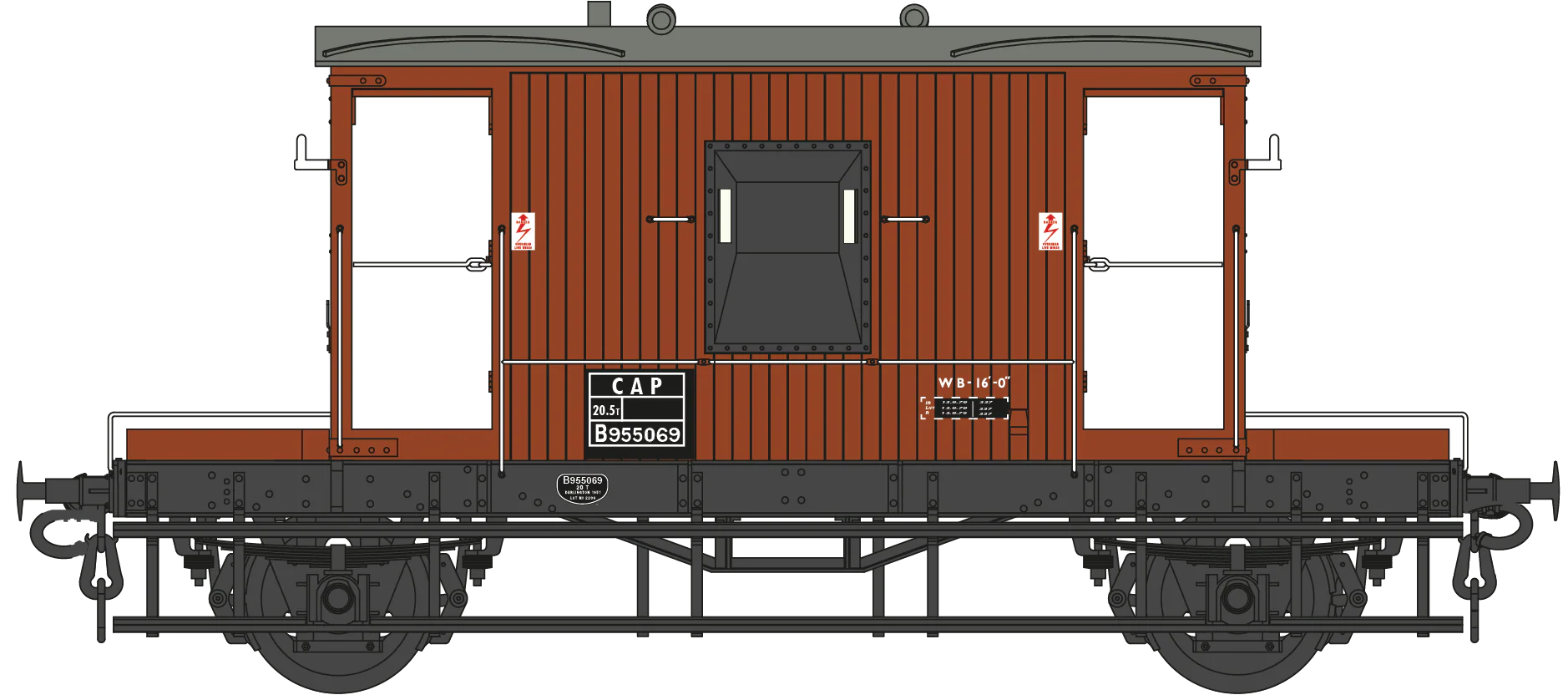 BR 20T Brake Van Diagram 1/506 B955069 BR Bauxite