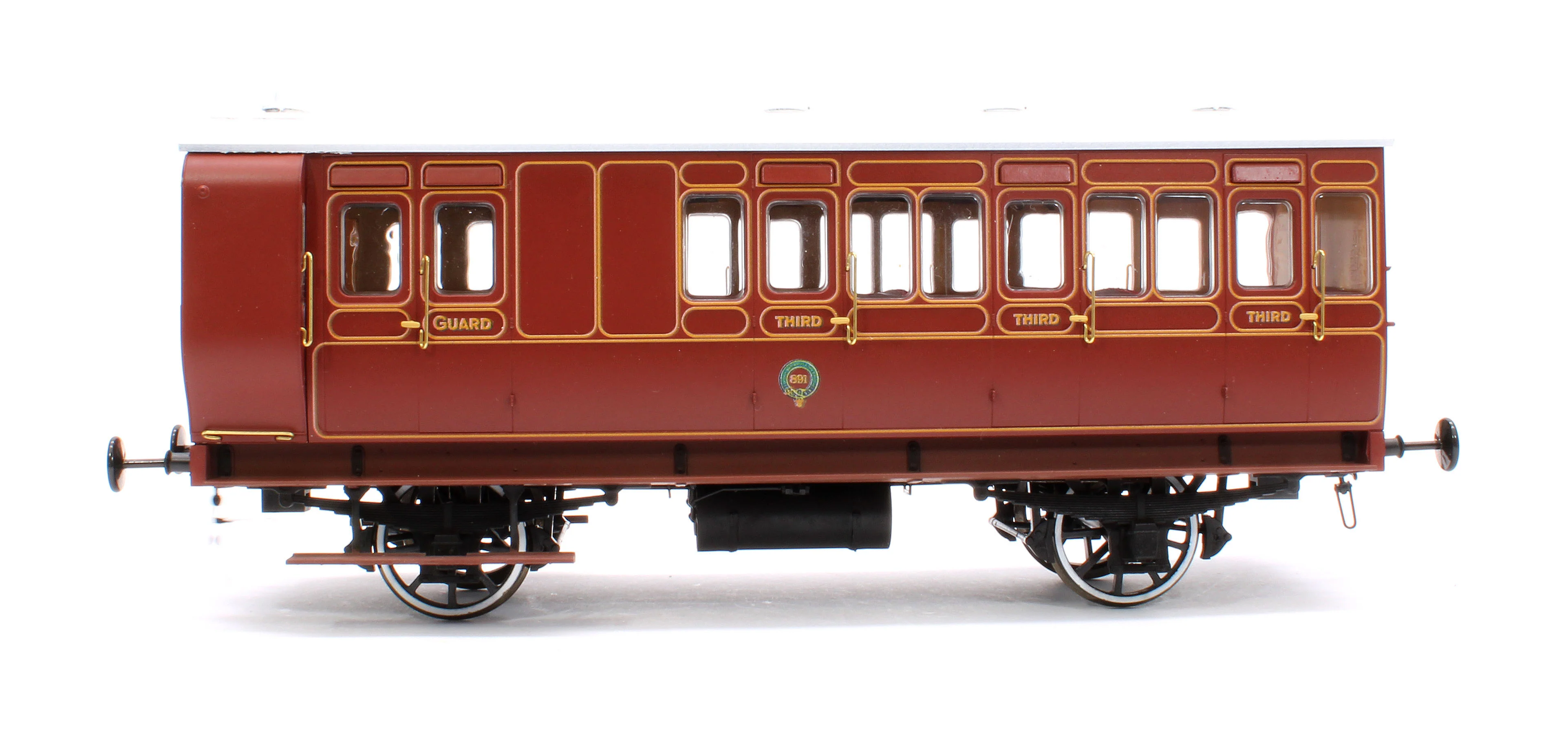 Stroudley 4 Wheel Gas Lit Brake 3rd Lined Brown 891 (Light Bar Fitted) - DCC Fitted - Image 2