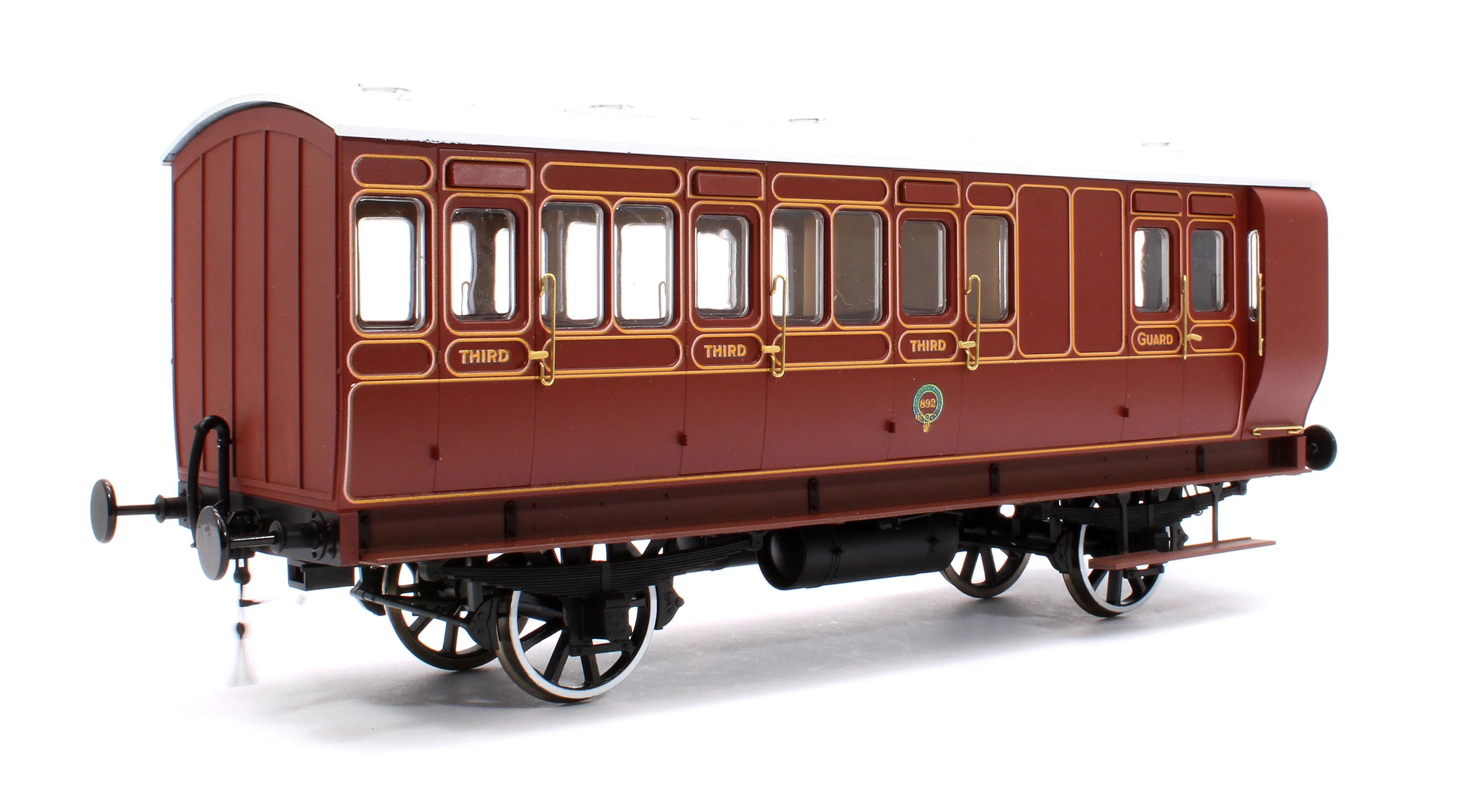 7P-020-581D Stroudley 4 Wheel Gas Lit Brake 3rd Lined Brown 892 (Light Bar Fitted) - DCC Fitted - Image 3