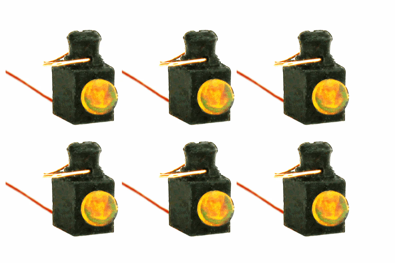 DML-LLBRW Working Guard Van Lamp LMS/BR (4mm Scale) Red and White (6 Pack)