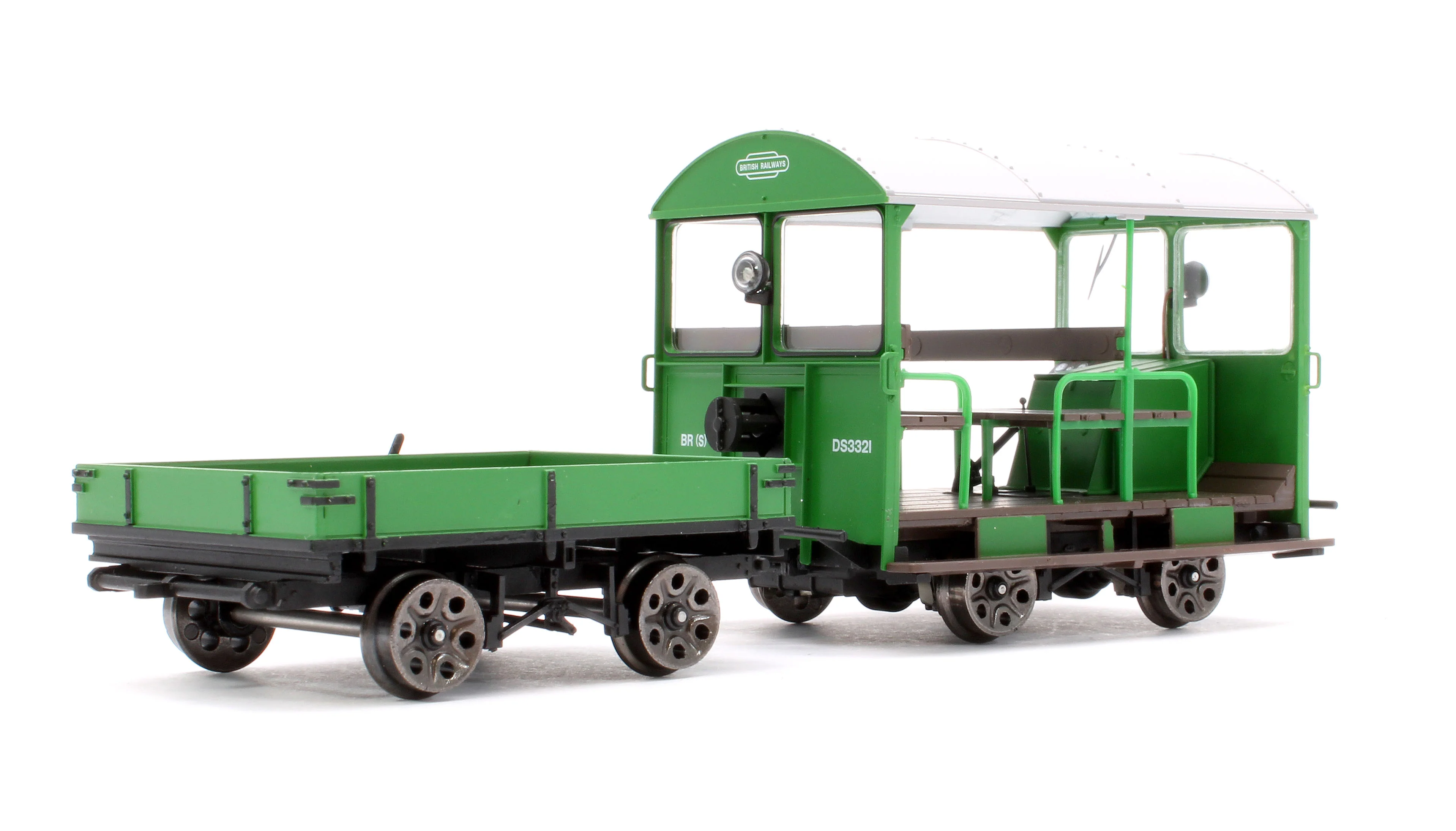 Wickham Trolley & Trailer, BR (SR) Green DS3321 - DCC Sound - Image 3