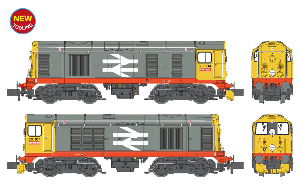 371-039A Class 20/0 Disc Headcode 20104 BR Railfreight (Red Stripe) Diesel Locomotive - Image 6