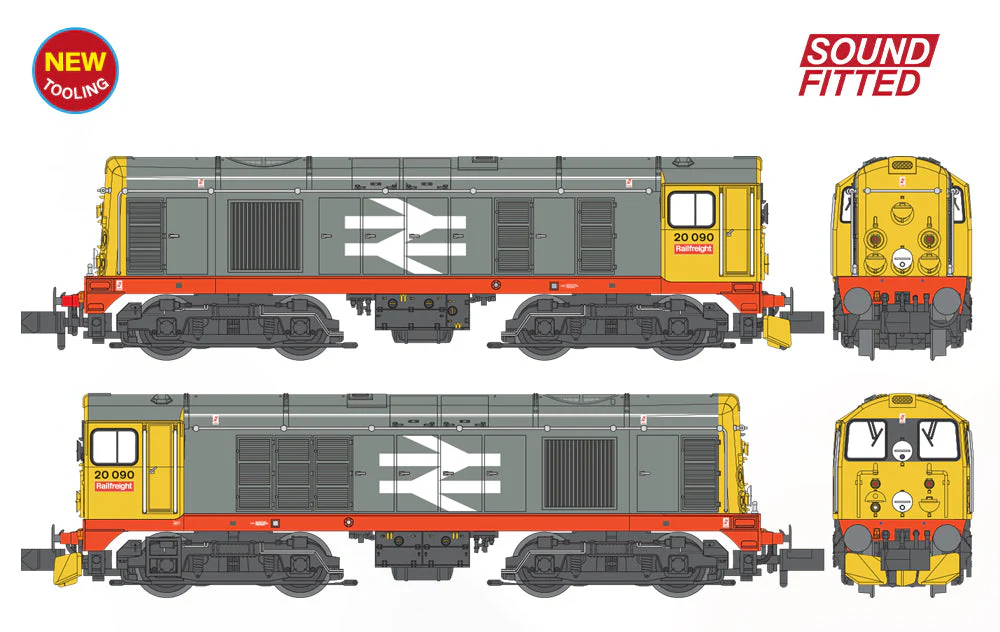 371-039SF Class 20/0 Disc Headcode 20090 BR Railfreight (Red Stripe) Diesel Locomotive - DCC Sound - Image 6