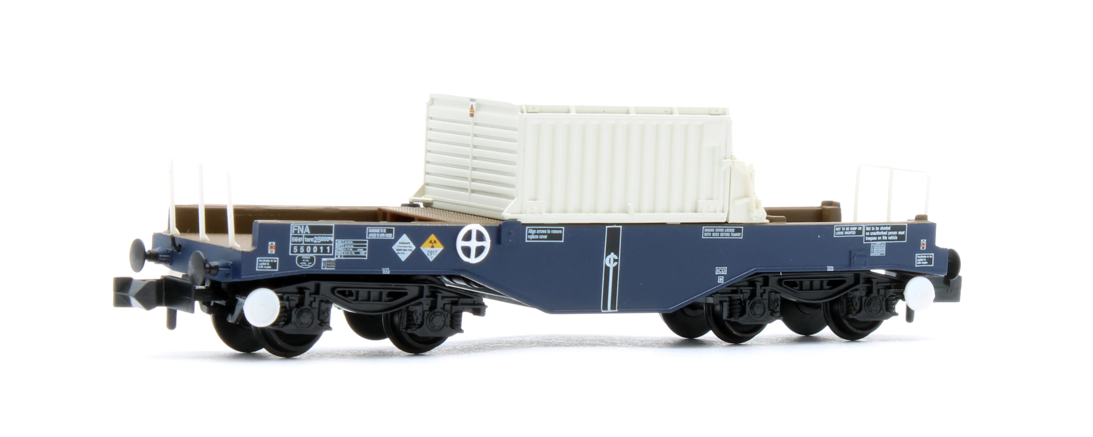 BR FNA Nuclear Flask Wagon with Flat Floor DRS Blue with Flask No.550011