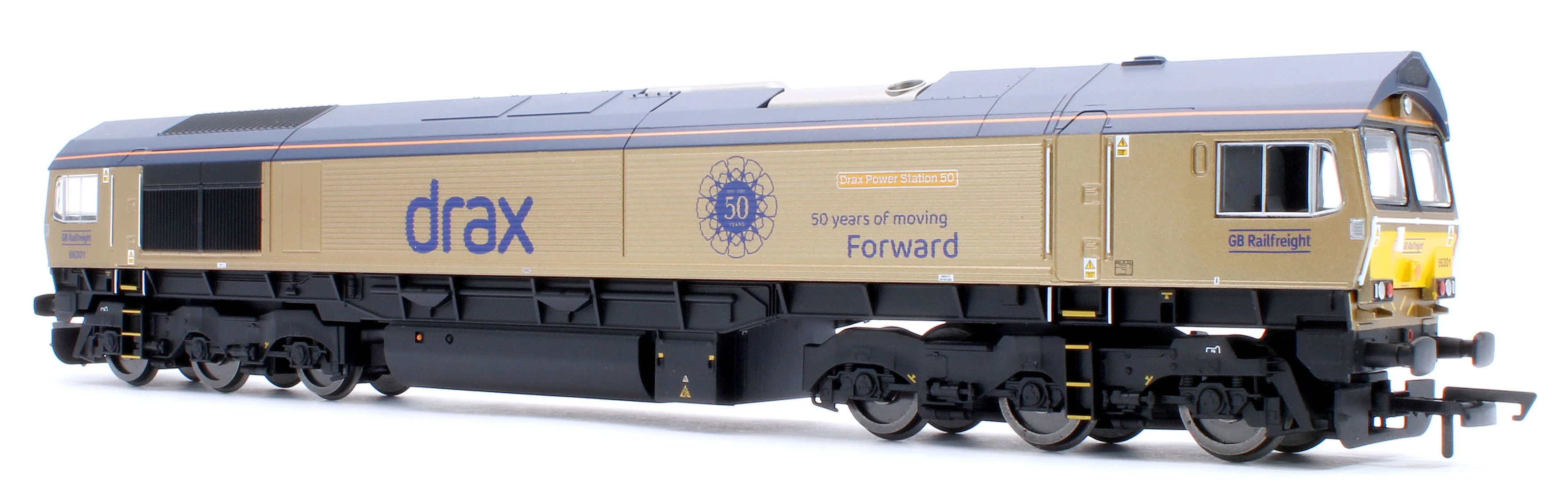 RailRoad GB Railfreight Class 66 Co-Co Drax 50th Anniversary Gold 66301 ‘Drax Power Station 50’ Diesel Locomotive - Image 7