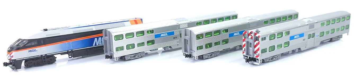 106-8701-S MP36PH Chicago Metra Bi-Level Car Train Pack - DCC-Sound