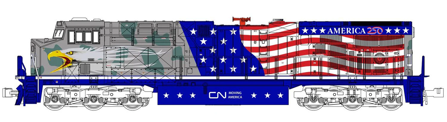 176-1776-S GE ES44AC Loco CN Screaming Eagle 1776 Diesel Locomotive - DCC-Sound