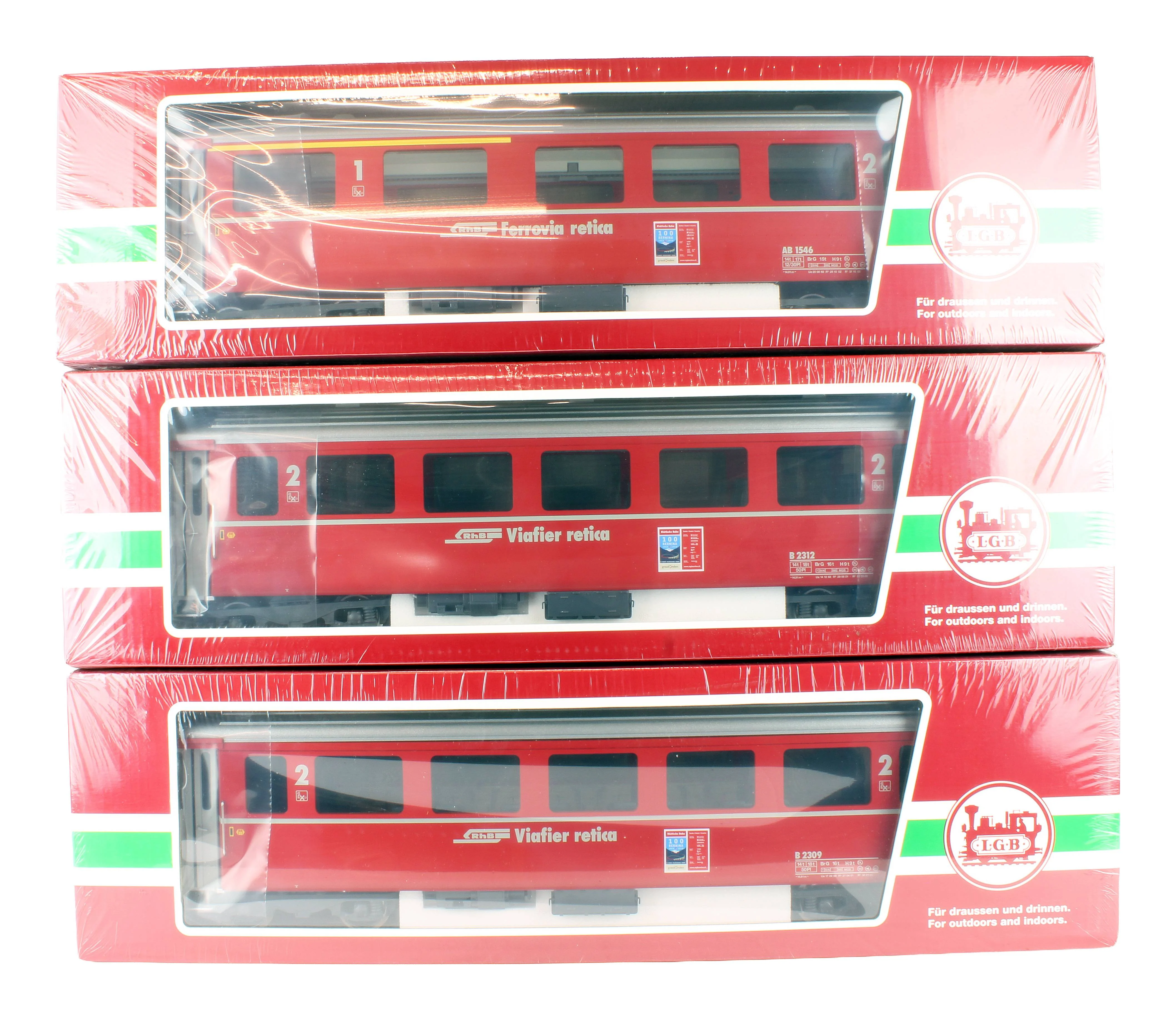 Pre-Owned L30675 RhB 1st/2nd Class 'Ferrovia Retica' Rake Of 3 Passenger Cars - Image 2