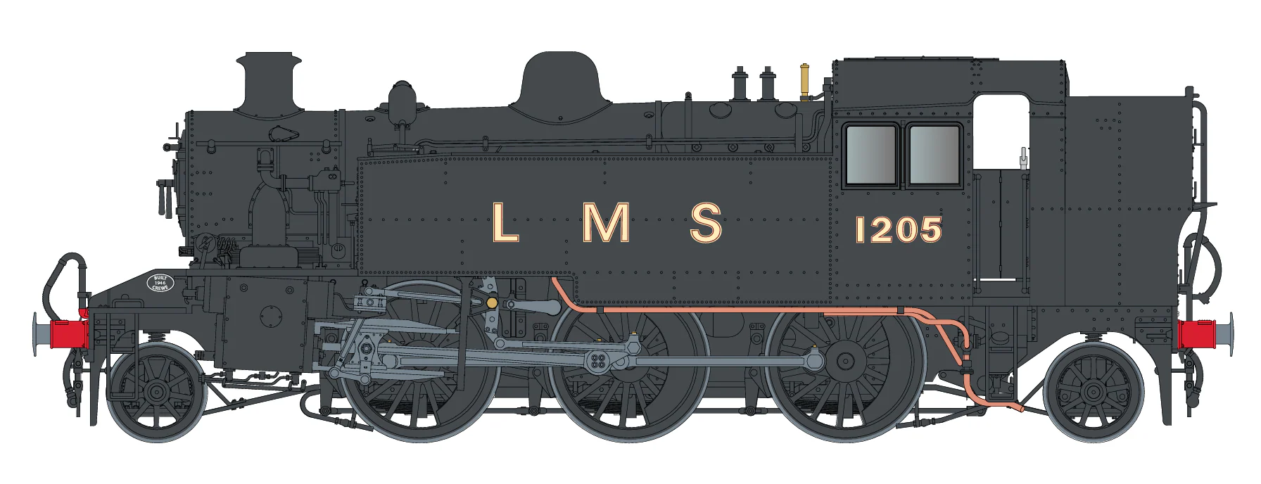 LHT-S-041-001 Ivatt Class 2 2-6-2T 1205 LMS Plain Black Steam Locomotive - Image 2