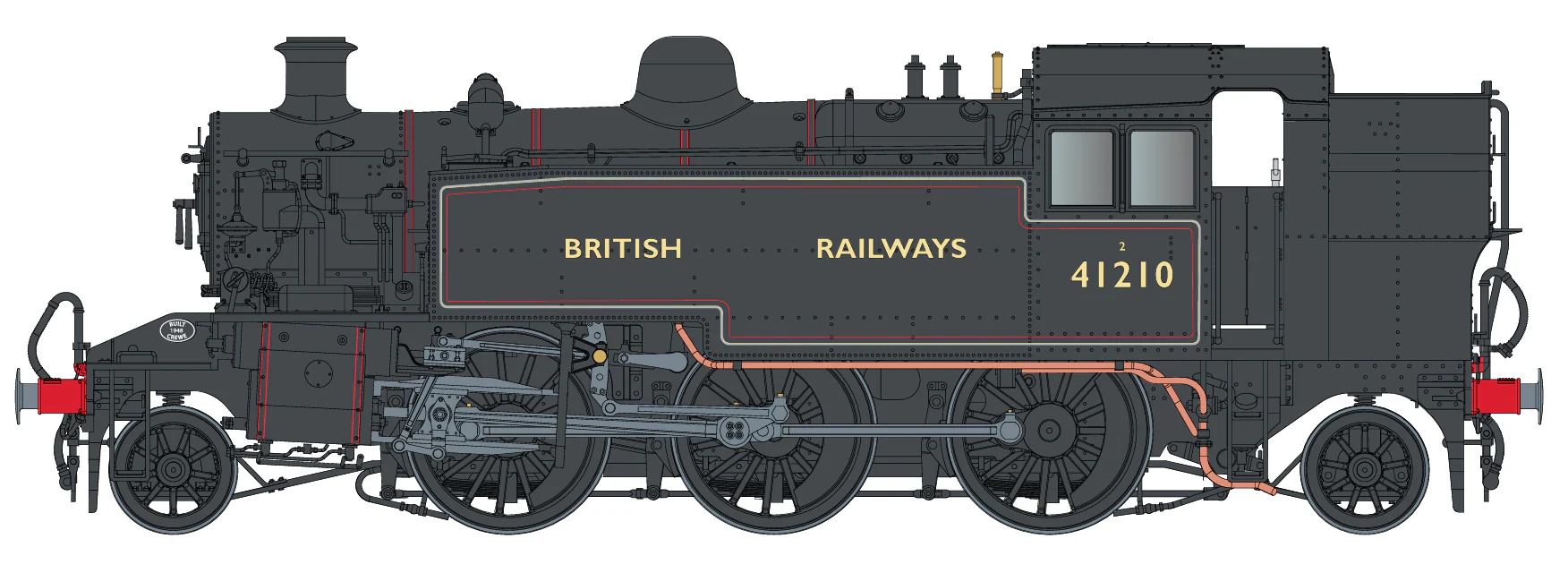 LHT-S-041-002US Ivatt Class 2 2-6-2T British Railways Lined Black Push Pull Unnumbered Steam Locomotive - DCC Sound