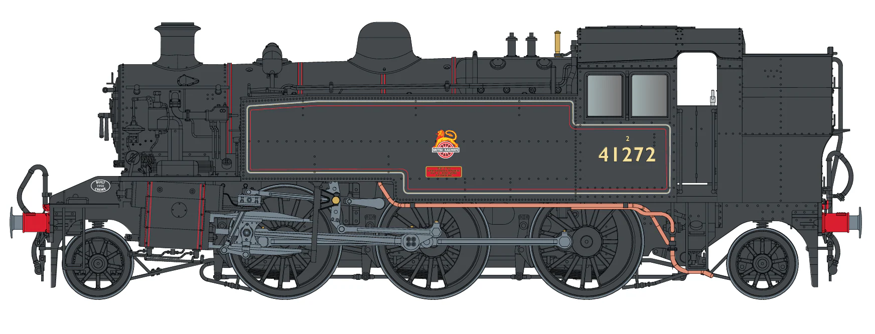 LHT-S-041-003US Ivatt Class 2 2-6-2T BR Lined Black Early Crest Push Pull Unnumbered Steam Locomotive - DCC Sound