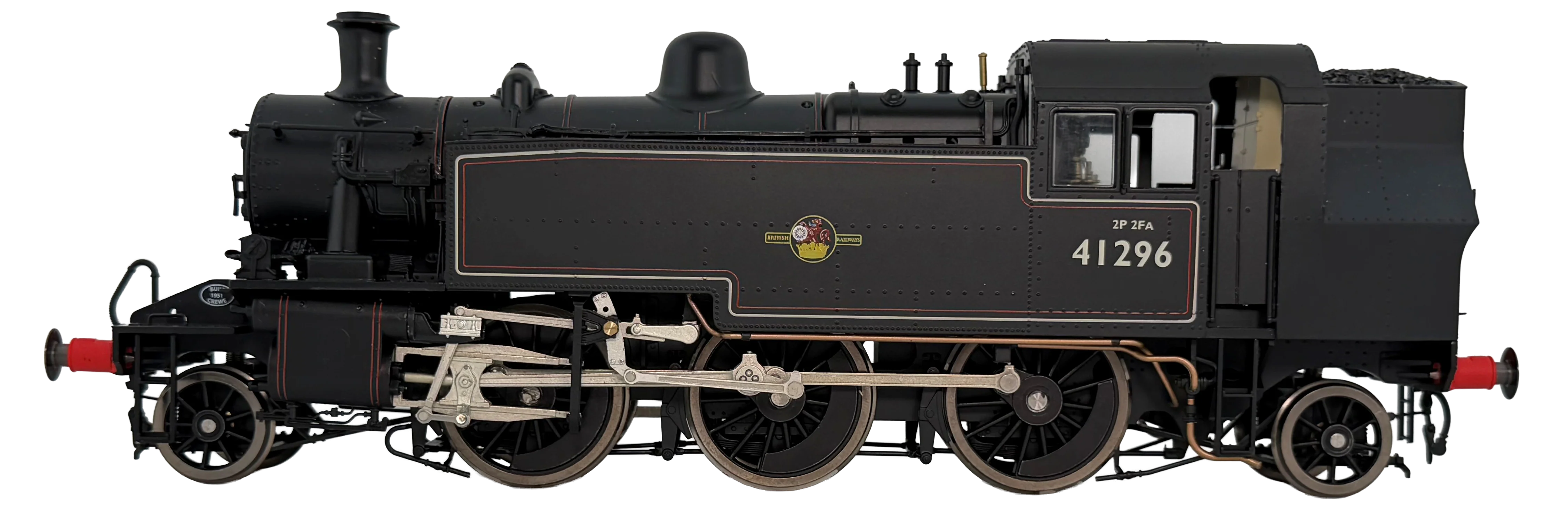 LHT-S-041-005 Ivatt Class 2 2-6-2T 41296 BR Lined Black Late Crest Steam Locomotive